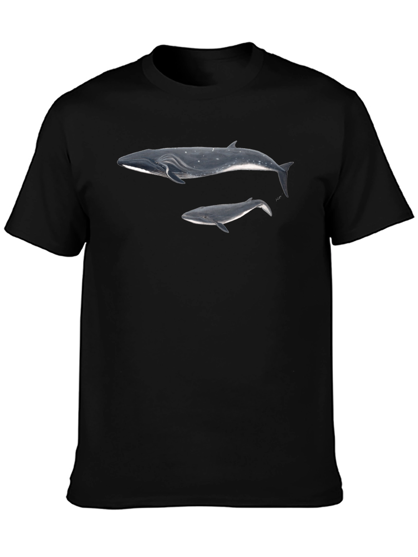 Black Whale Graphic Black T-Shirt for Men view 3