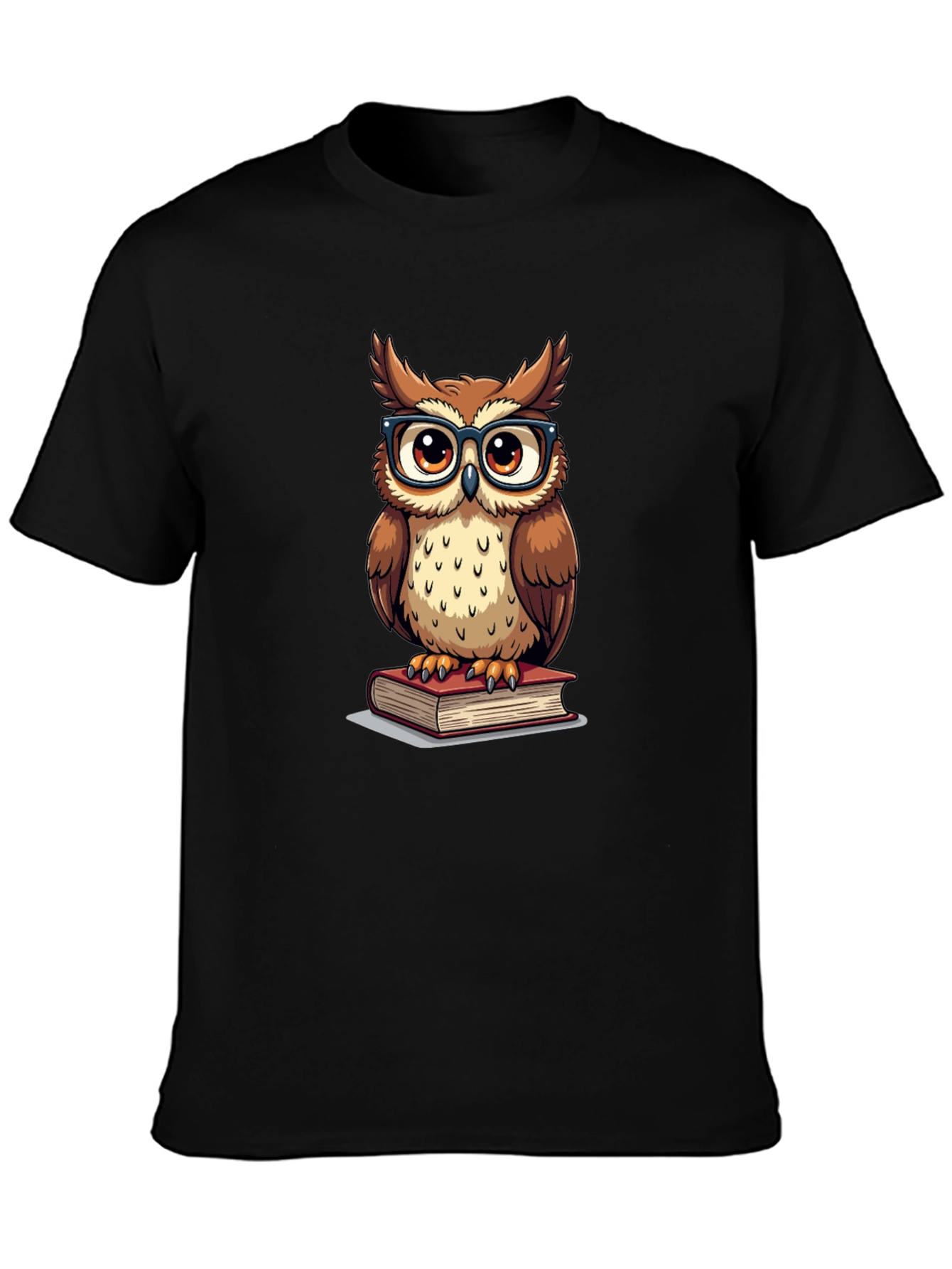 Black Owl Reading Book Graphic T-Shirt view 3