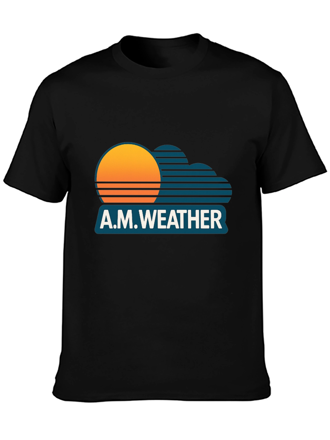 Black A.M. Weather Graphic Tee - Retro Sunset Style view 3