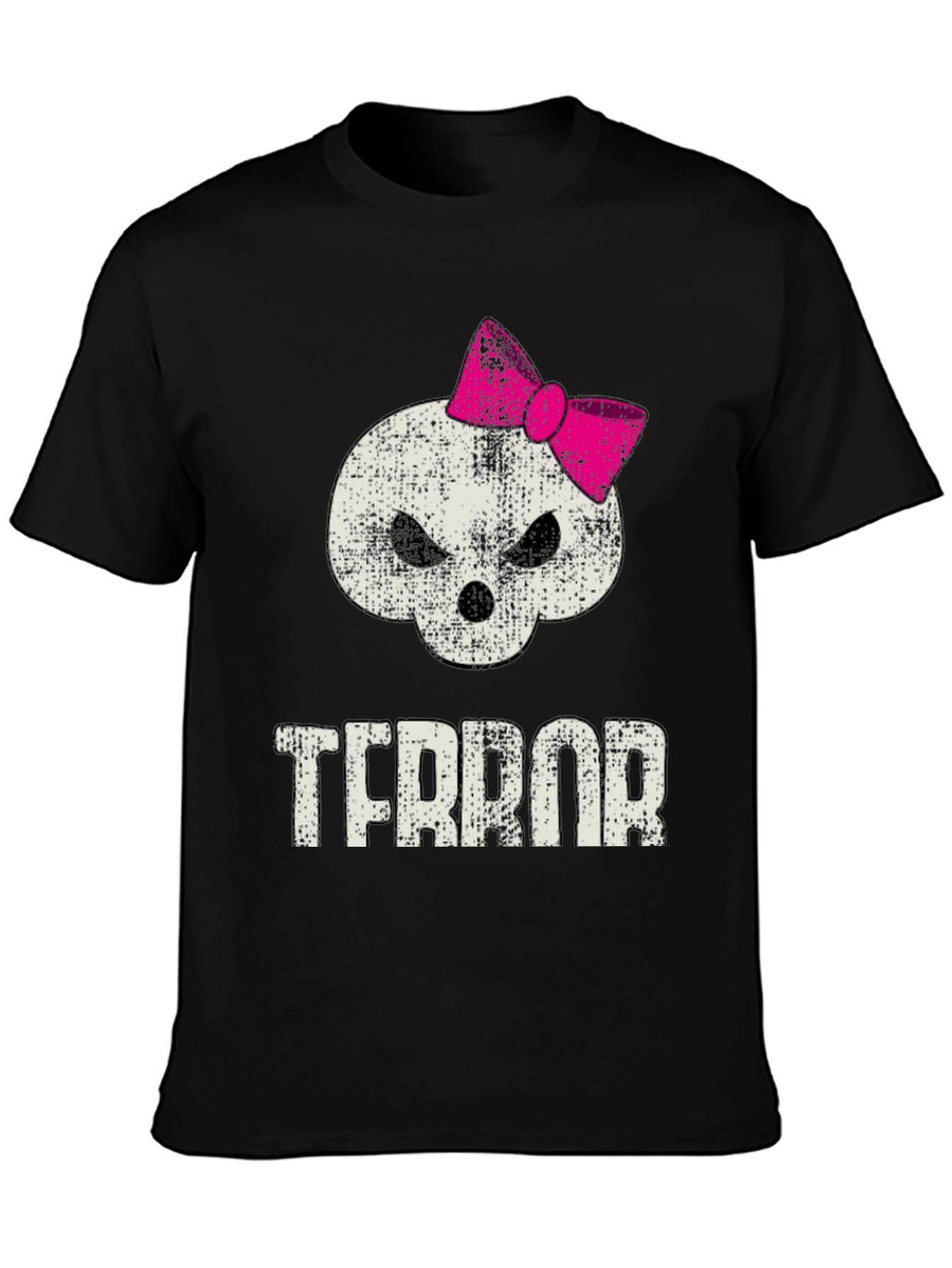 Black Terror Skull with Bow Graphic T-Shirt view 3