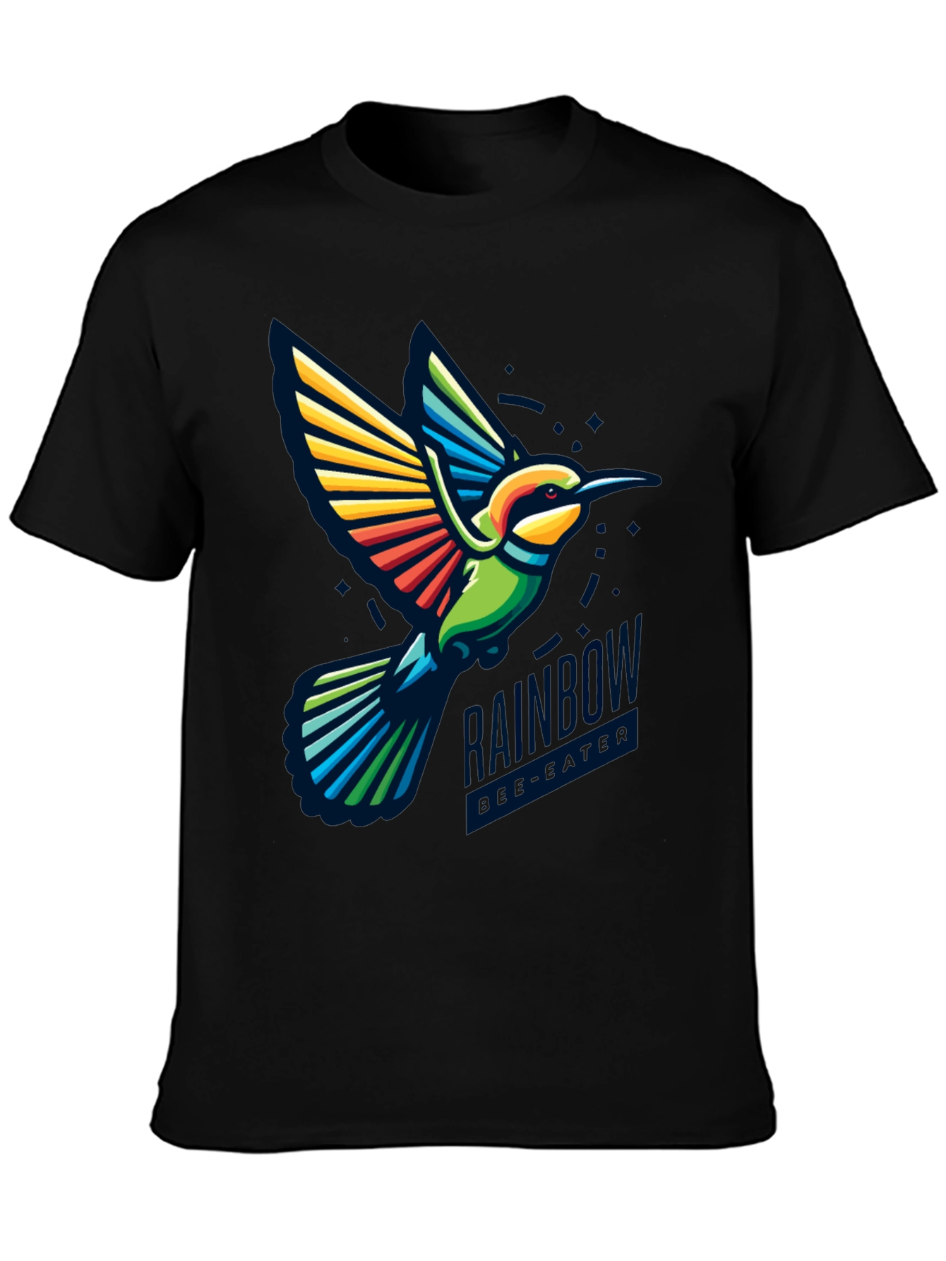 Black Rainbow Hummingbird Graphic Tee - Stylish Bird Lover Shirt view 3