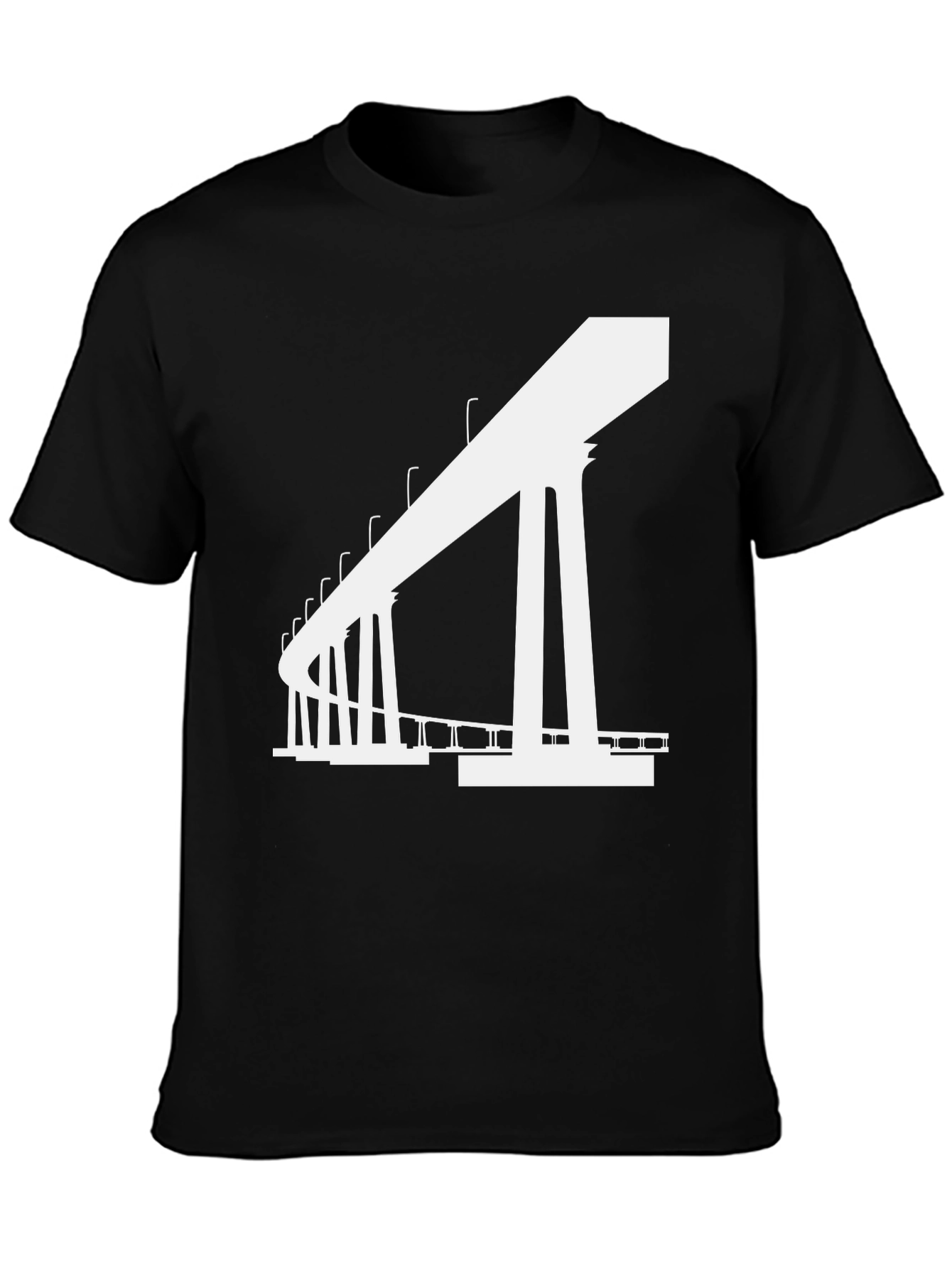 Black Modern Bridge Graphic Tee - Black Cotton T-Shirt view 3