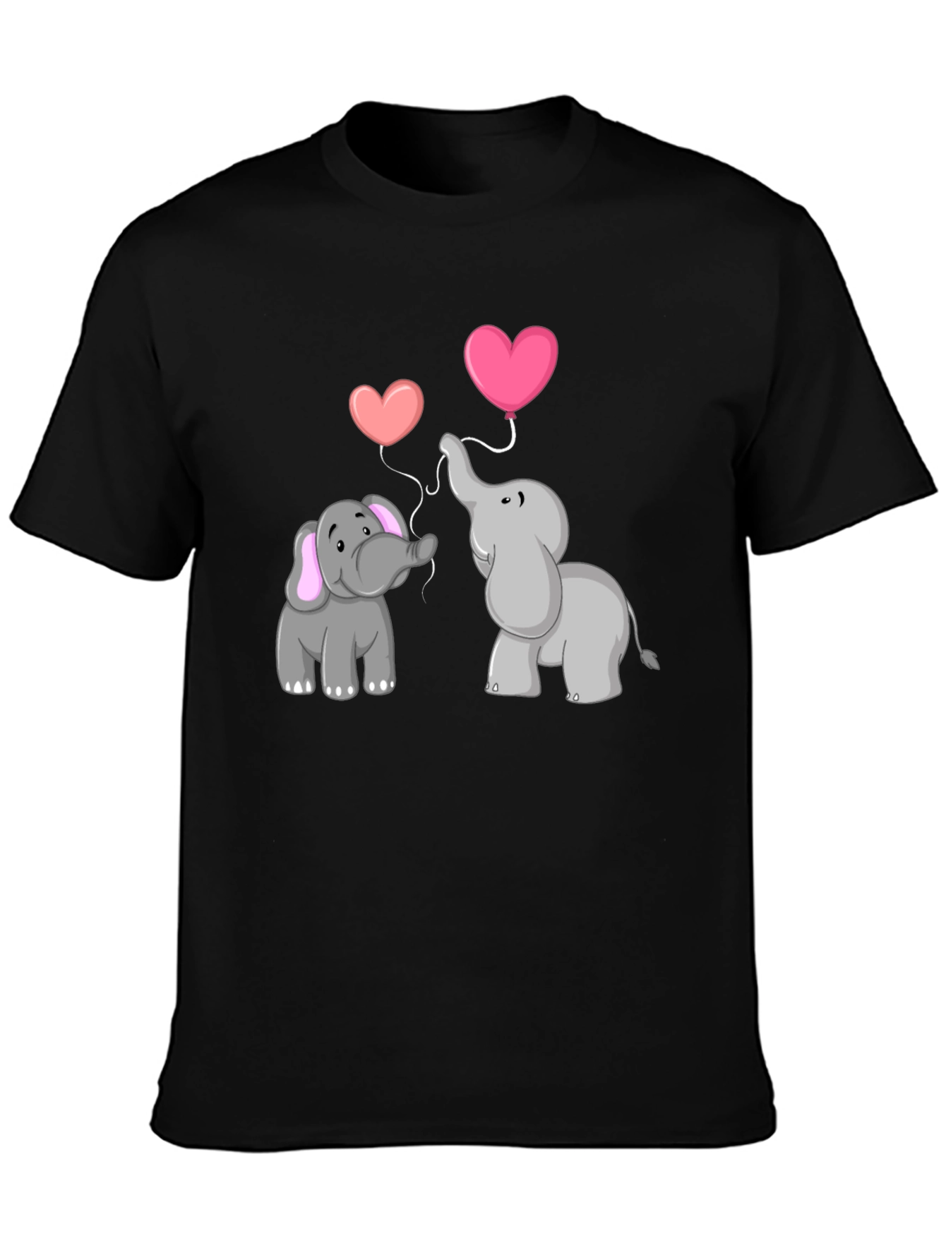 Black Elephant Love T-Shirt - Heart Balloon Design view 3