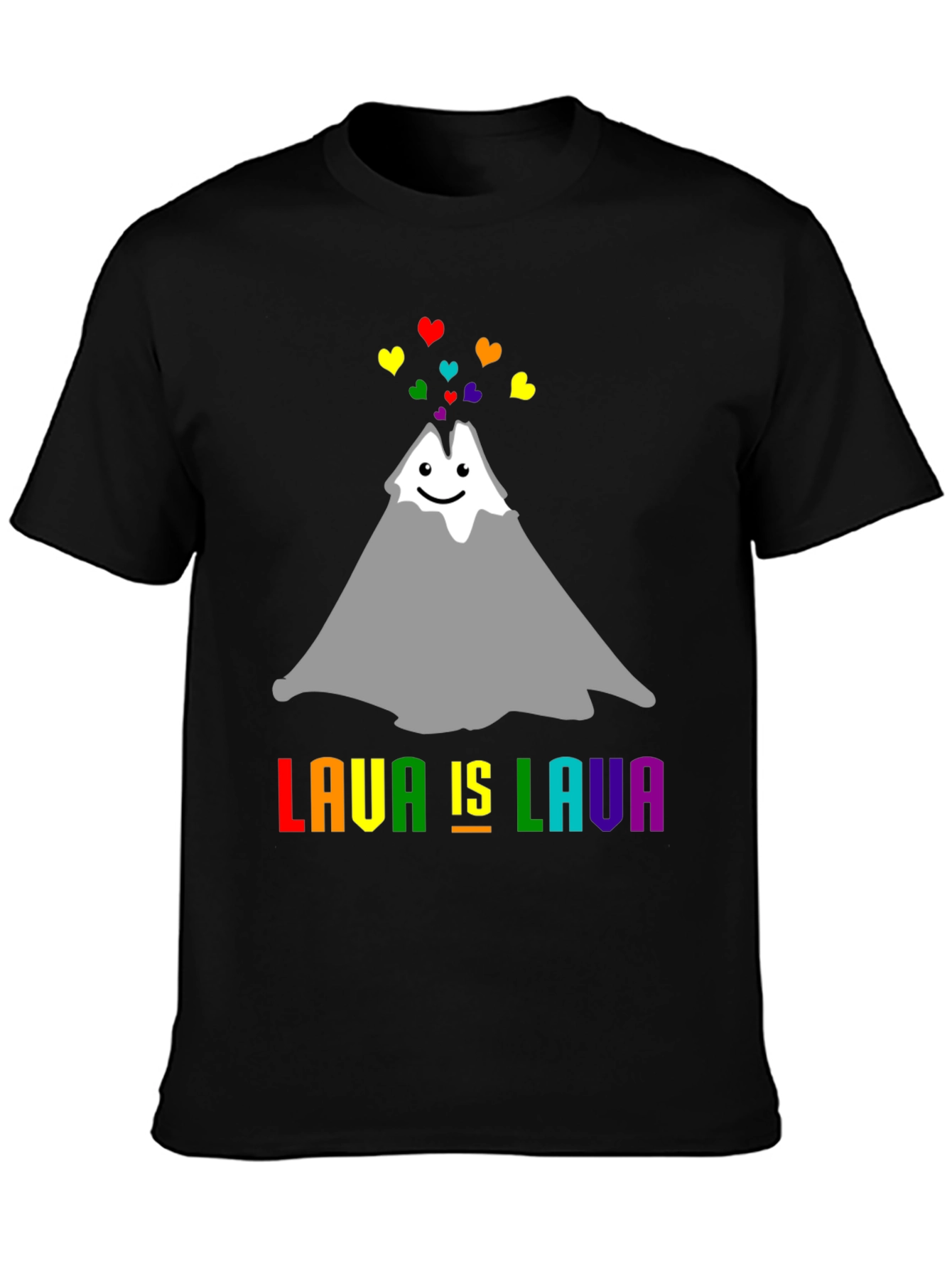 Lava Is Lava Volcano Rainbow Heart Pride T-Shirt - 3