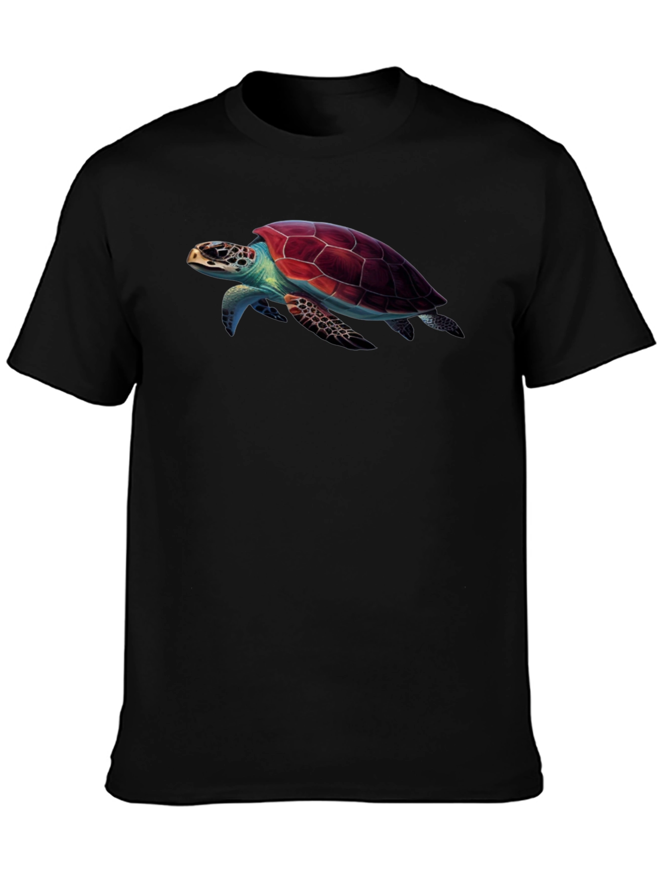 Black Sea Turtle Graphic Print Black T-Shirt view 3