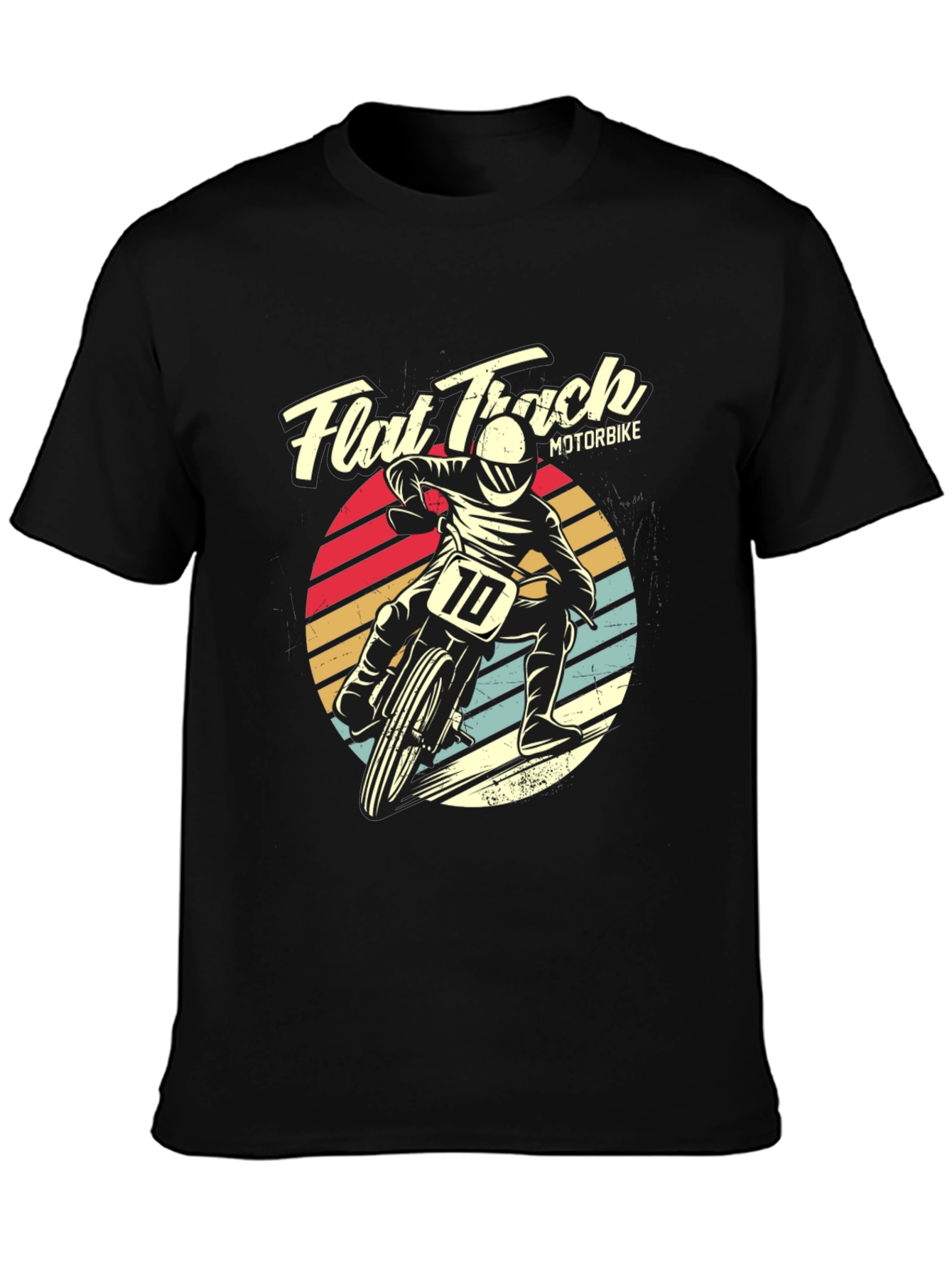 Black Flat Track Motorbike Graphic T-Shirt view 3
