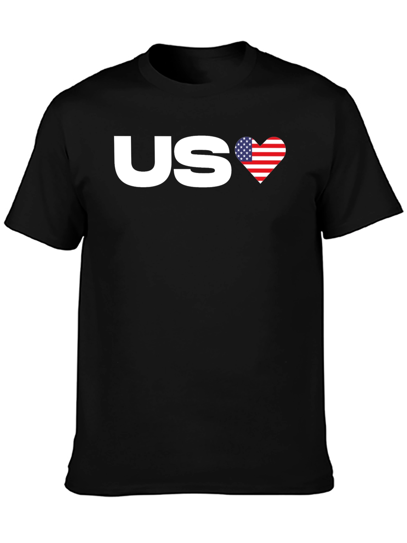 Black US Flag Heart Graphic Tee - Patriotic Pride view 3