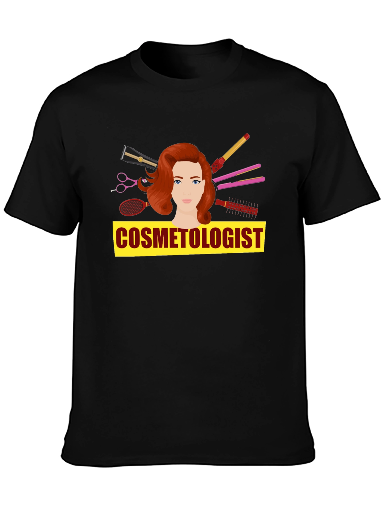Black Cosmetologist T-Shirt - Hair Stylist Tee view 3