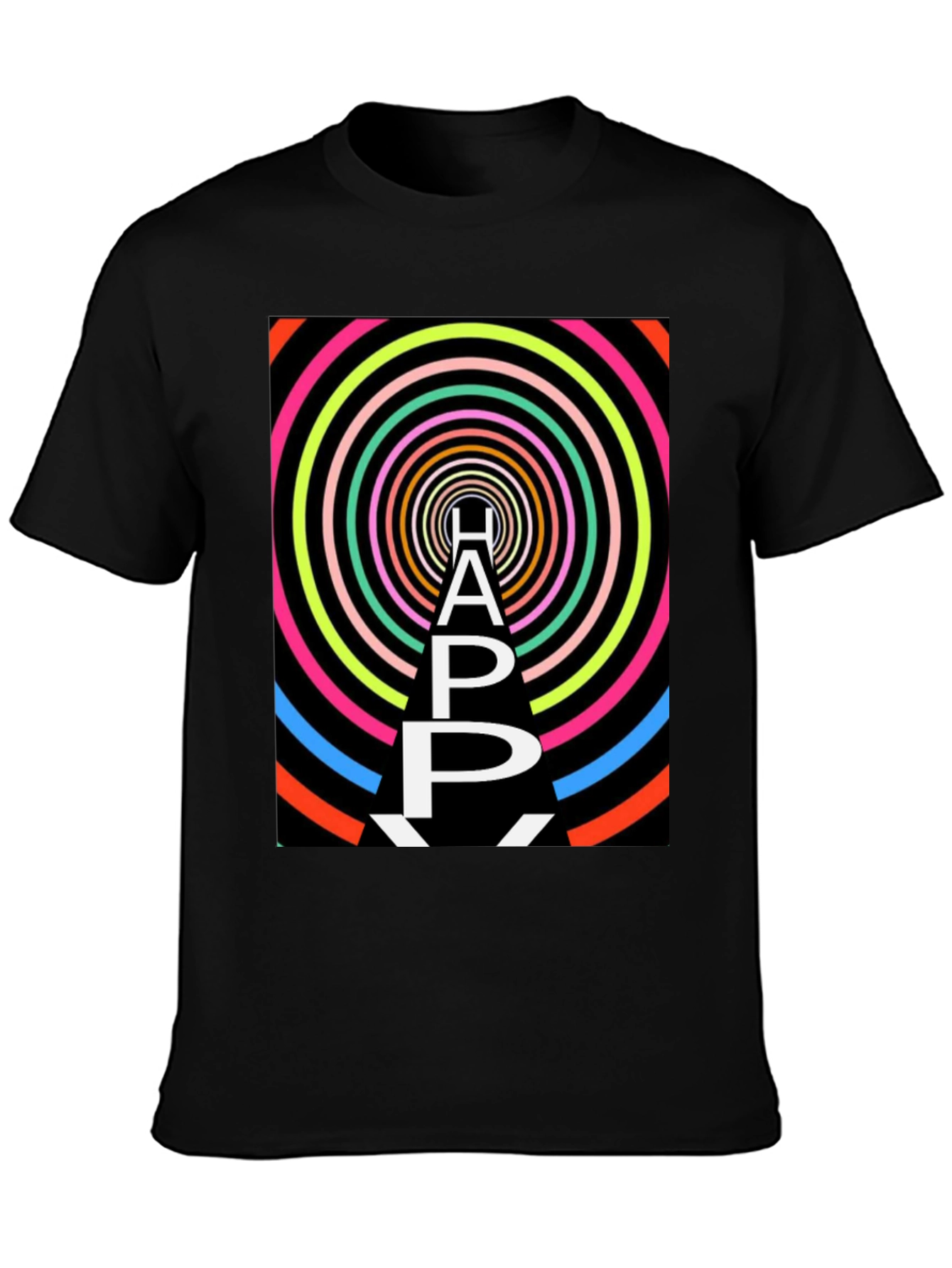 Black Happy Graphic Tee - Black Unisex Shirt view 3
