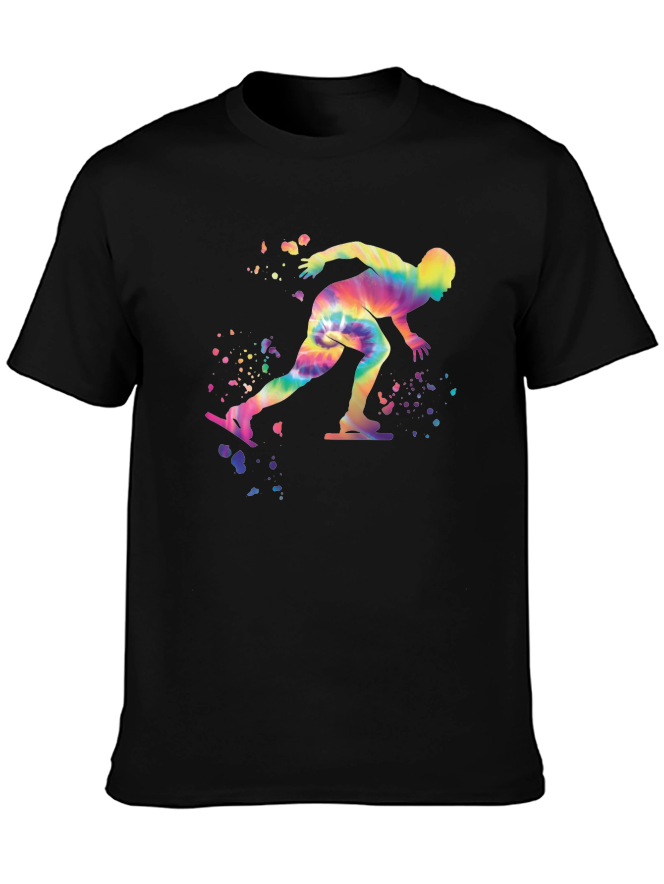 Black Tie-Dye Speed Skater Black T-Shirt view 3