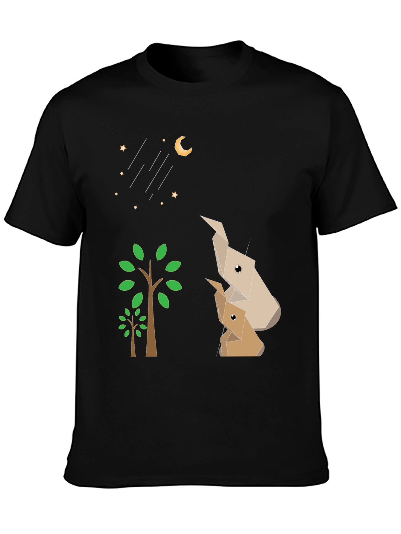 Black Origami Animals Black Graphic Tee view 3