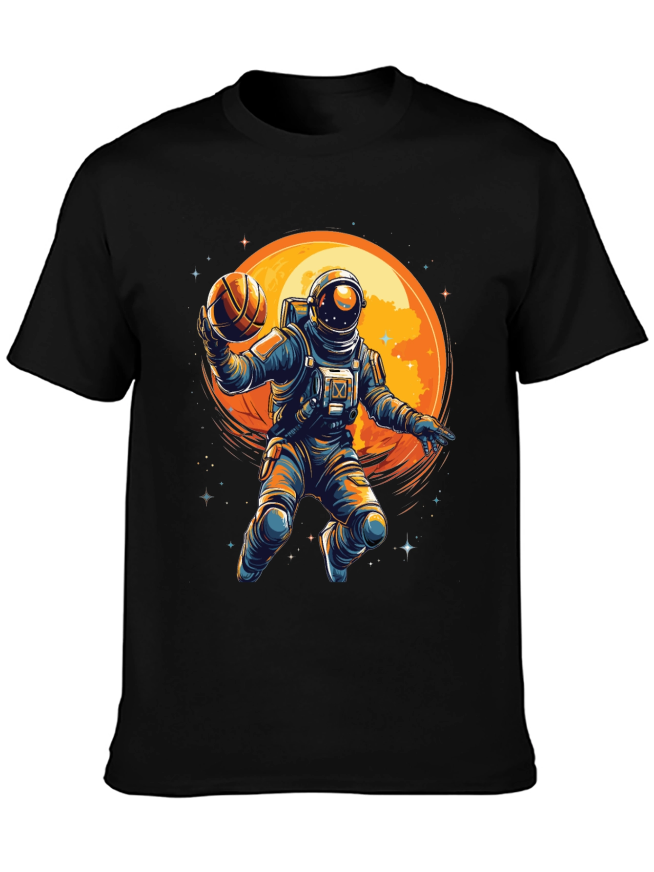 Black Astronaut Basketball Graphic T-Shirt view 3