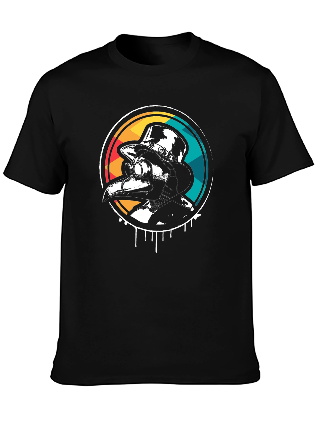 Black Plague Doctor Retro T-Shirt view 3