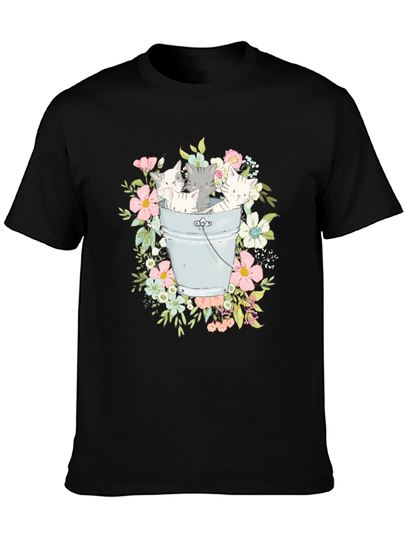 Black Kittens in a Bucket Graphic T-Shirt view 3