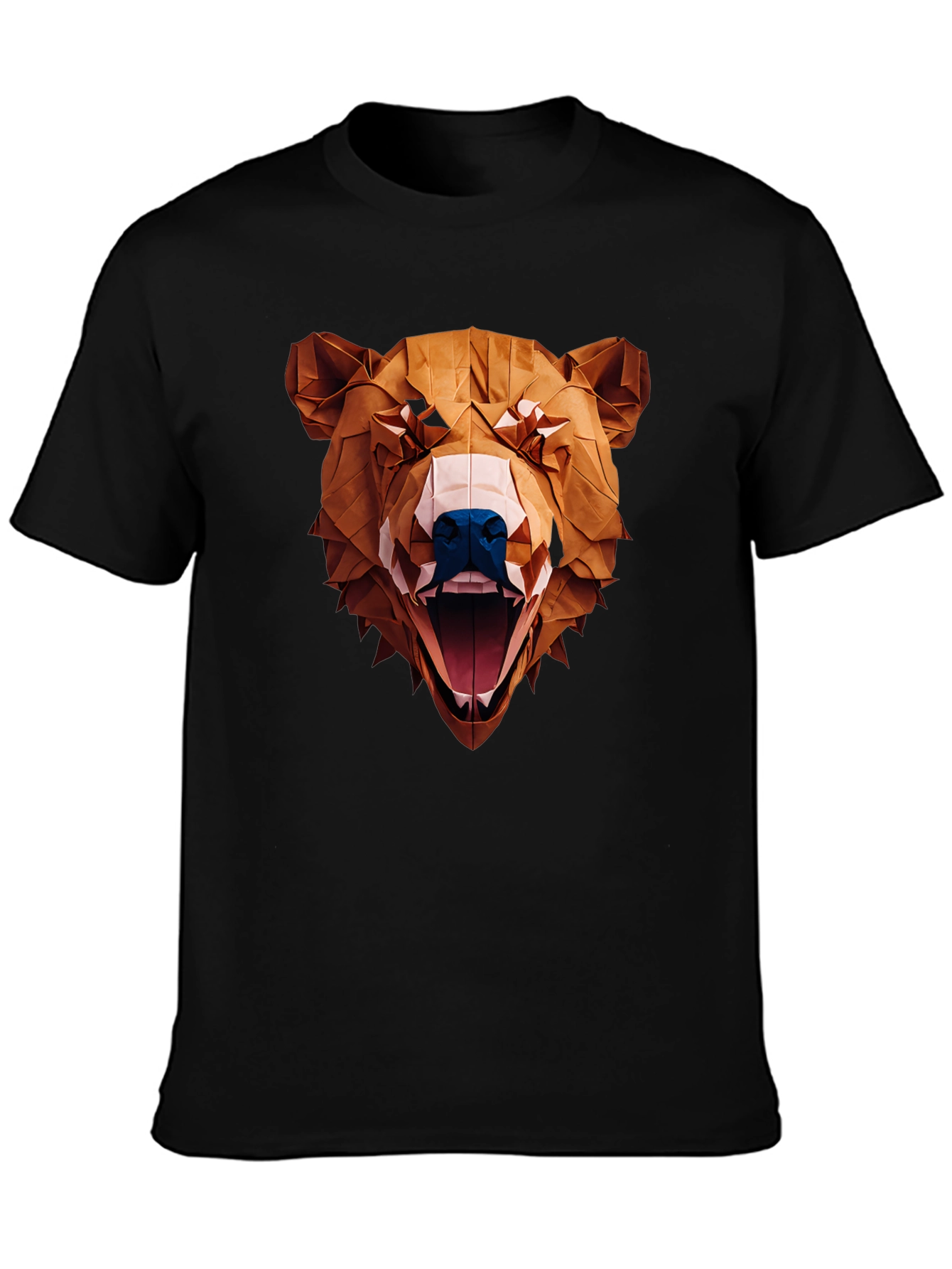 Black Geometric Bear Graphic Tee - Black view 3