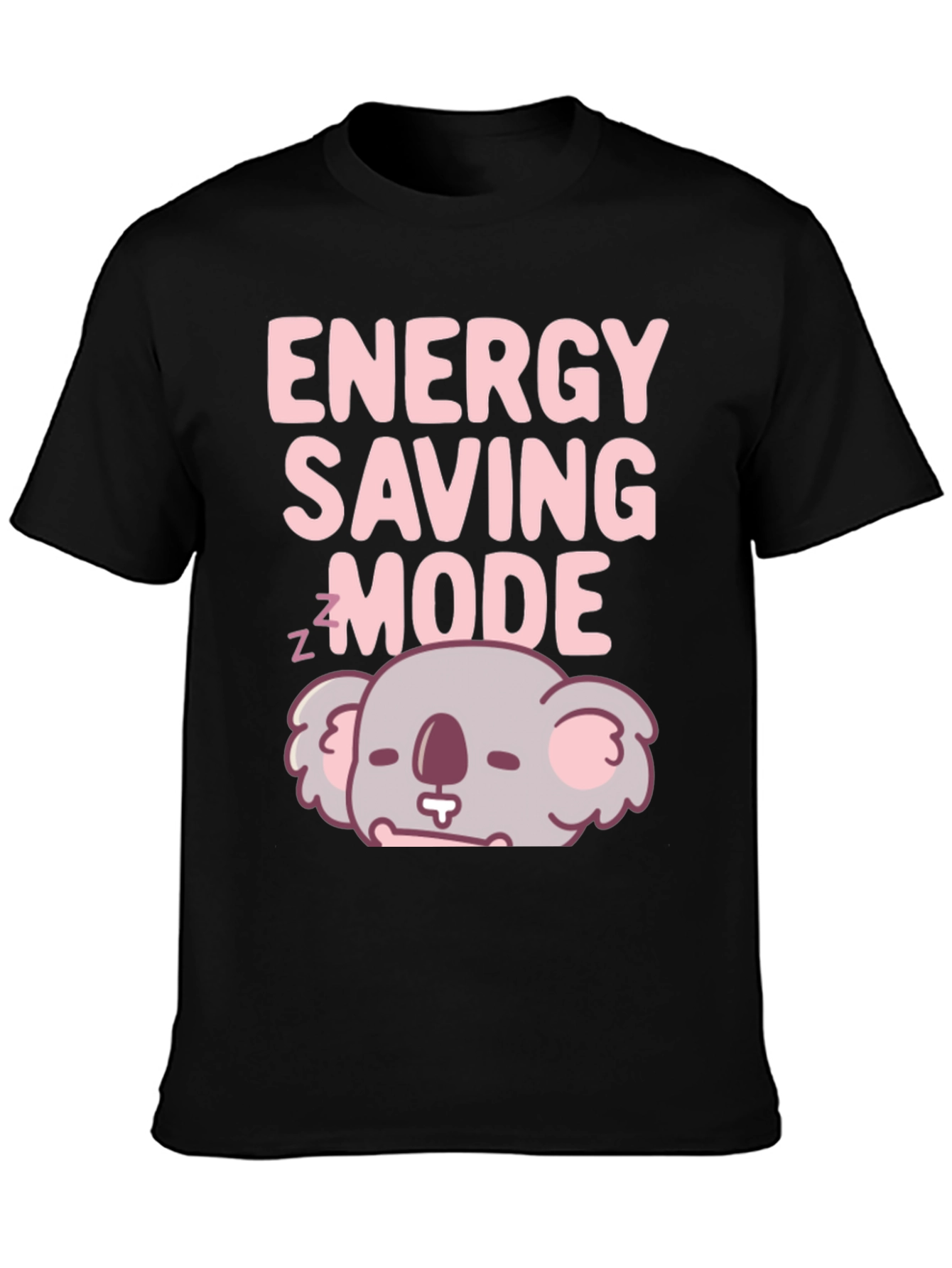 Black Energy Saving Mode Koala T-Shirt view 3