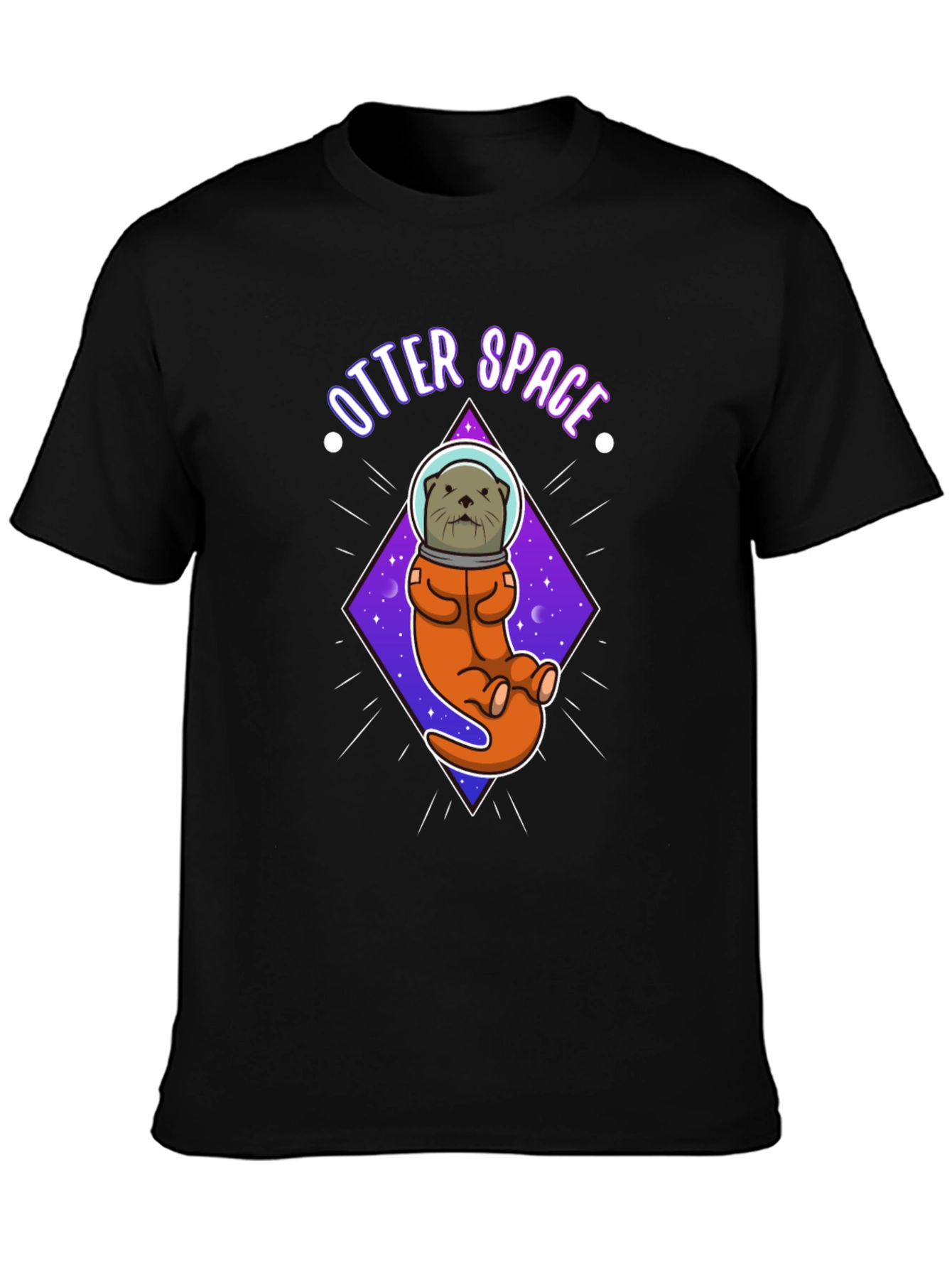 Black Otter Space Graphic T-Shirt view 3