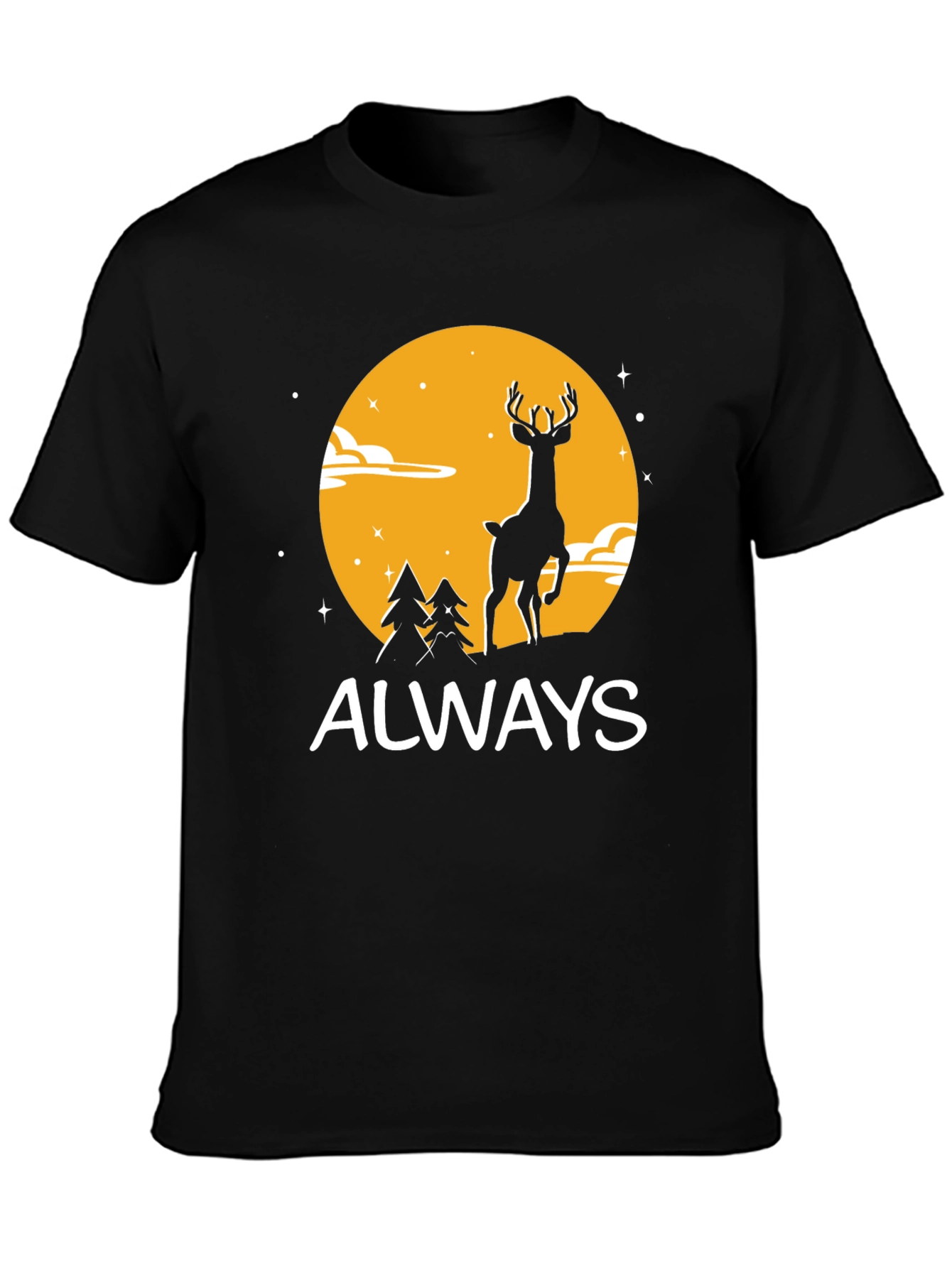 Black Always Deer Graphic Tee - Black T-Shirt view 3