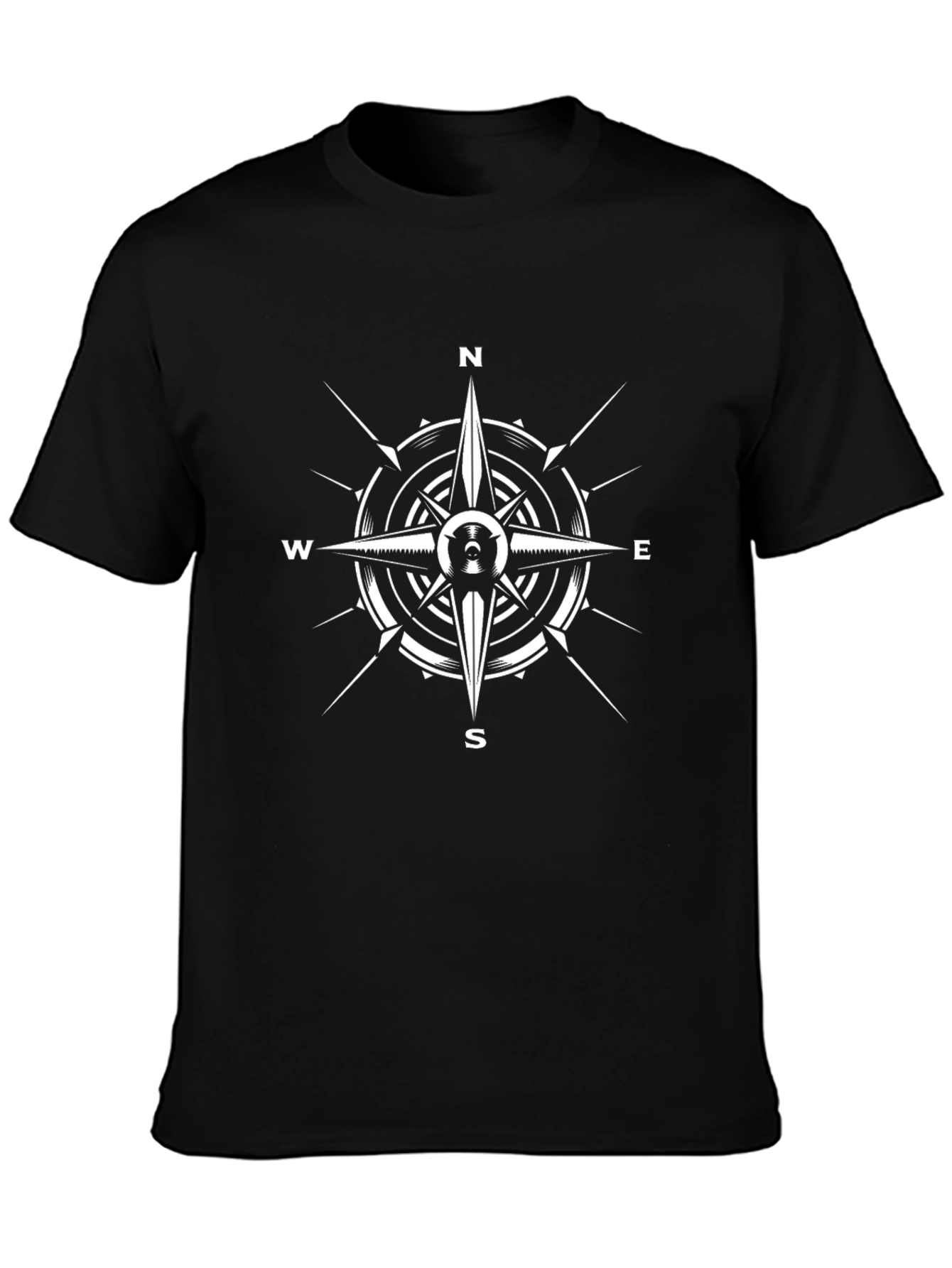 Black Compass Rose Graphic T-Shirt - Men's Black Tee view 3