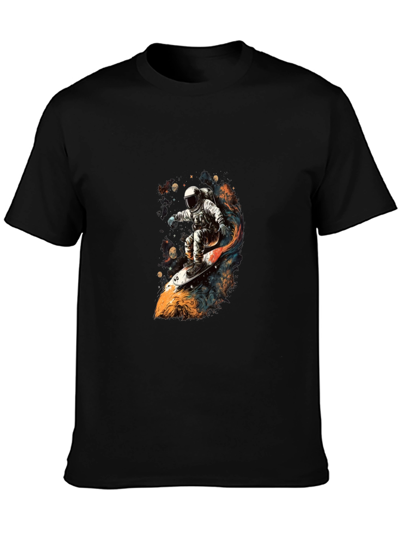 Black Astronaut Space Surfer Graphic T-Shirt view 3