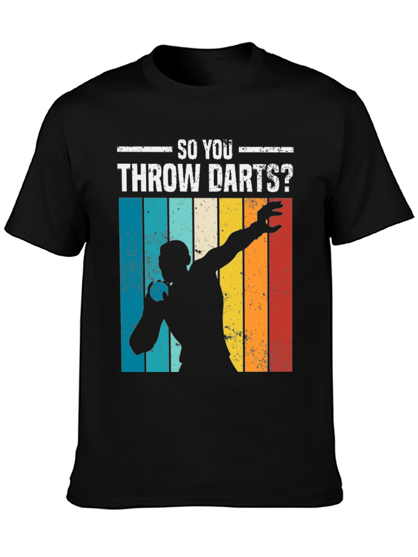 Black So You Throw Darts? Retro Style T-Shirt view 3