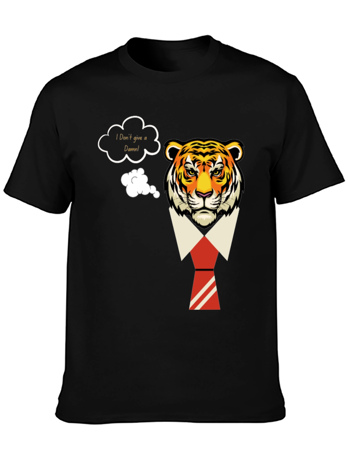 Black I Don't Give a Damn Tiger T-Shirt view 3