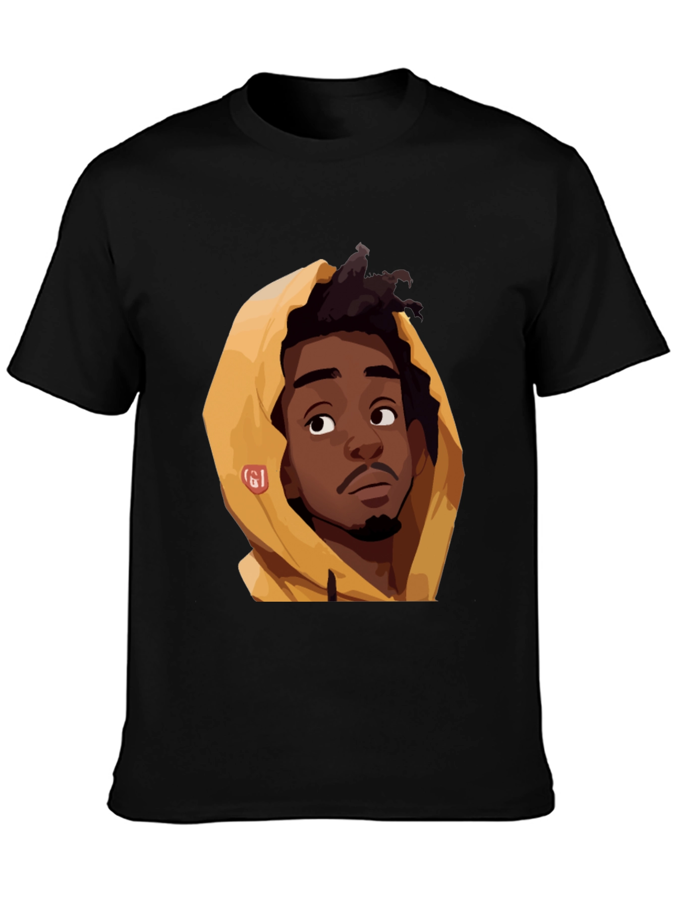 Cartoon Portrait Graphic Black T-Shirt - 3