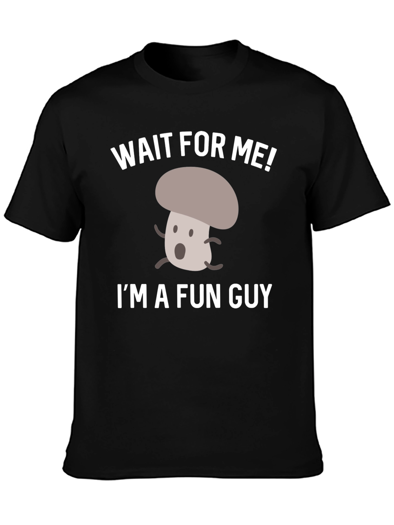 Black Fun Guy Mushroom Graphic T-Shirt view 3