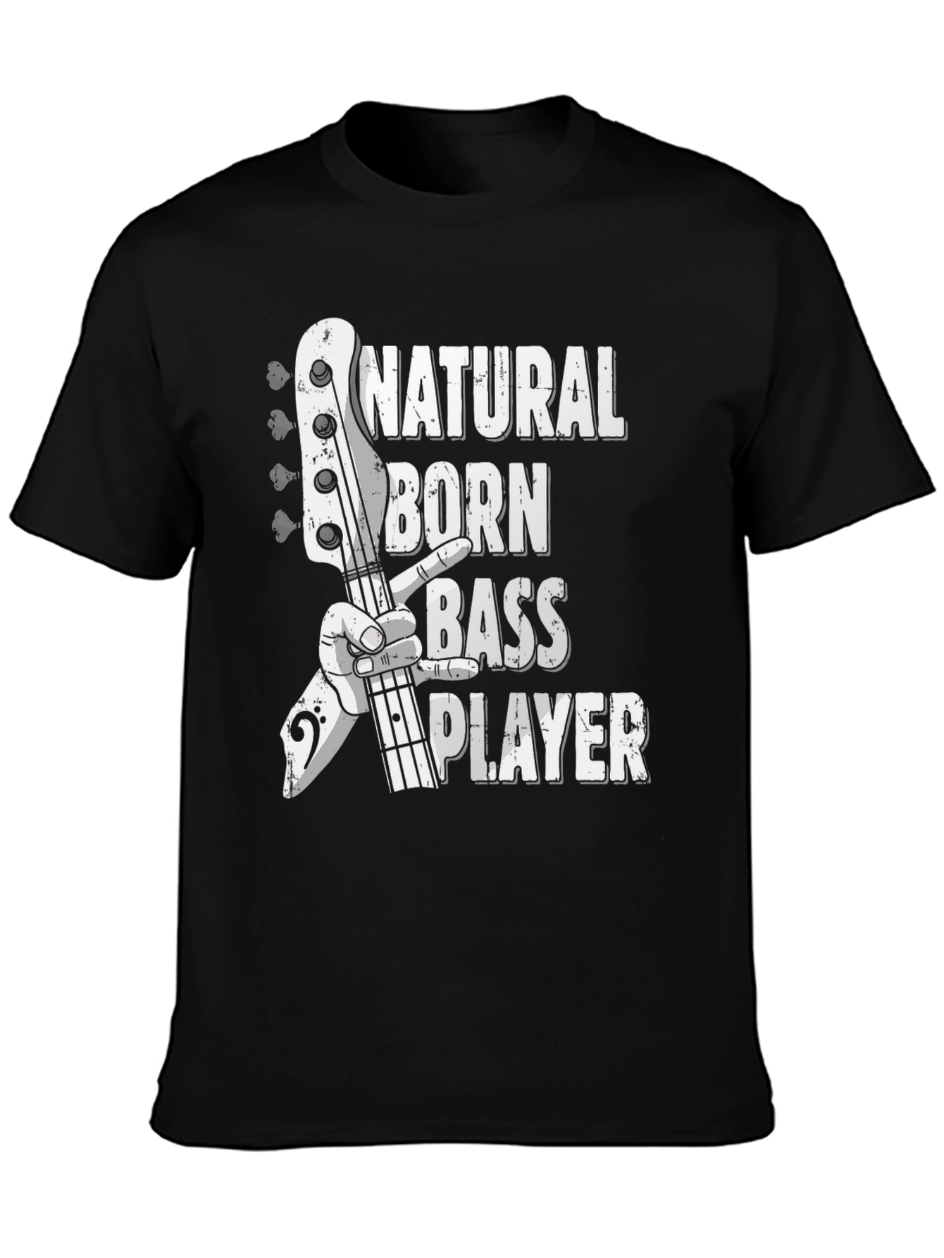 Black Natural Born Bass Player Graphic Tee view 3