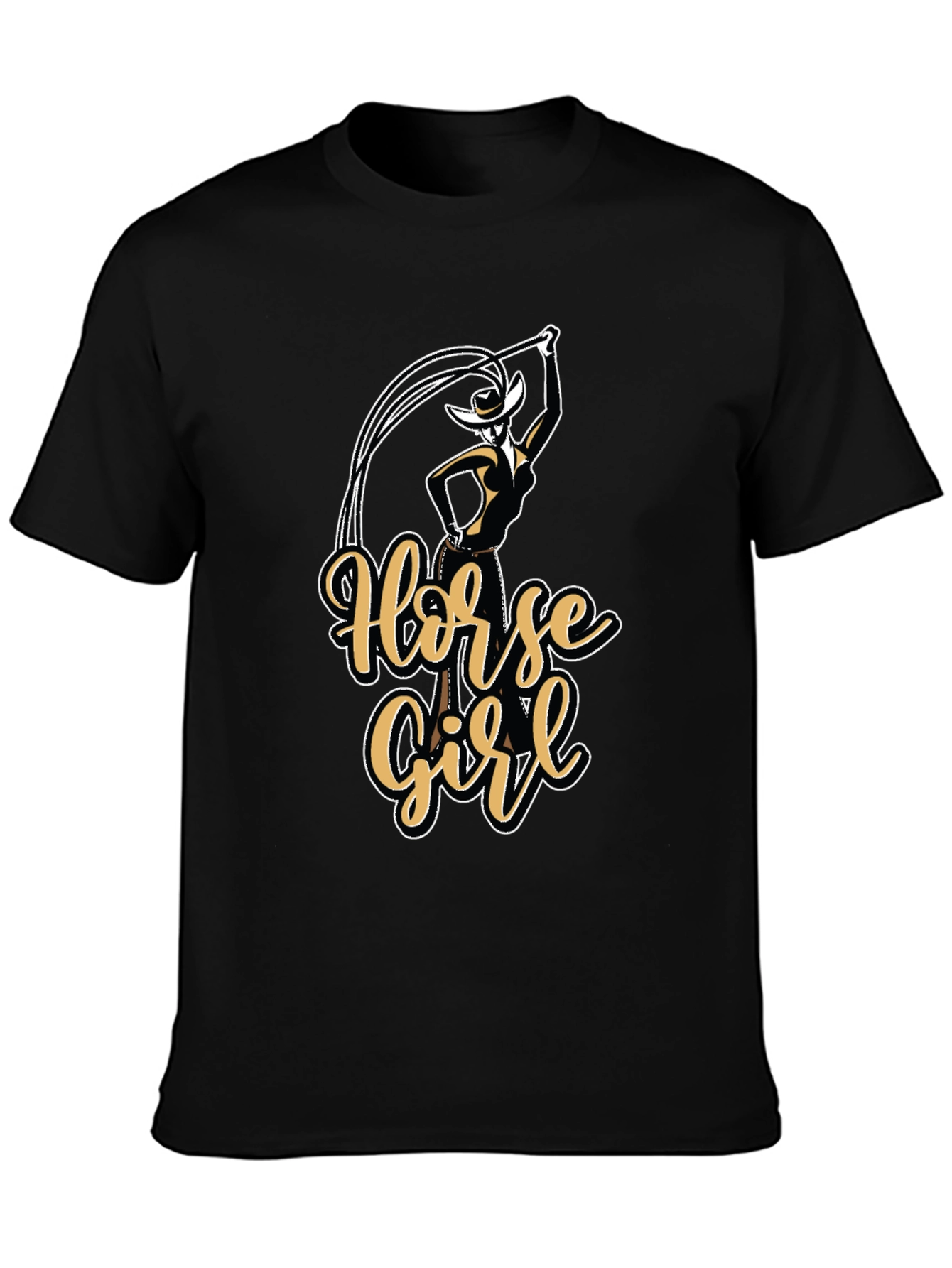 Black Horse Girl Graphic T-Shirt - Black view 3
