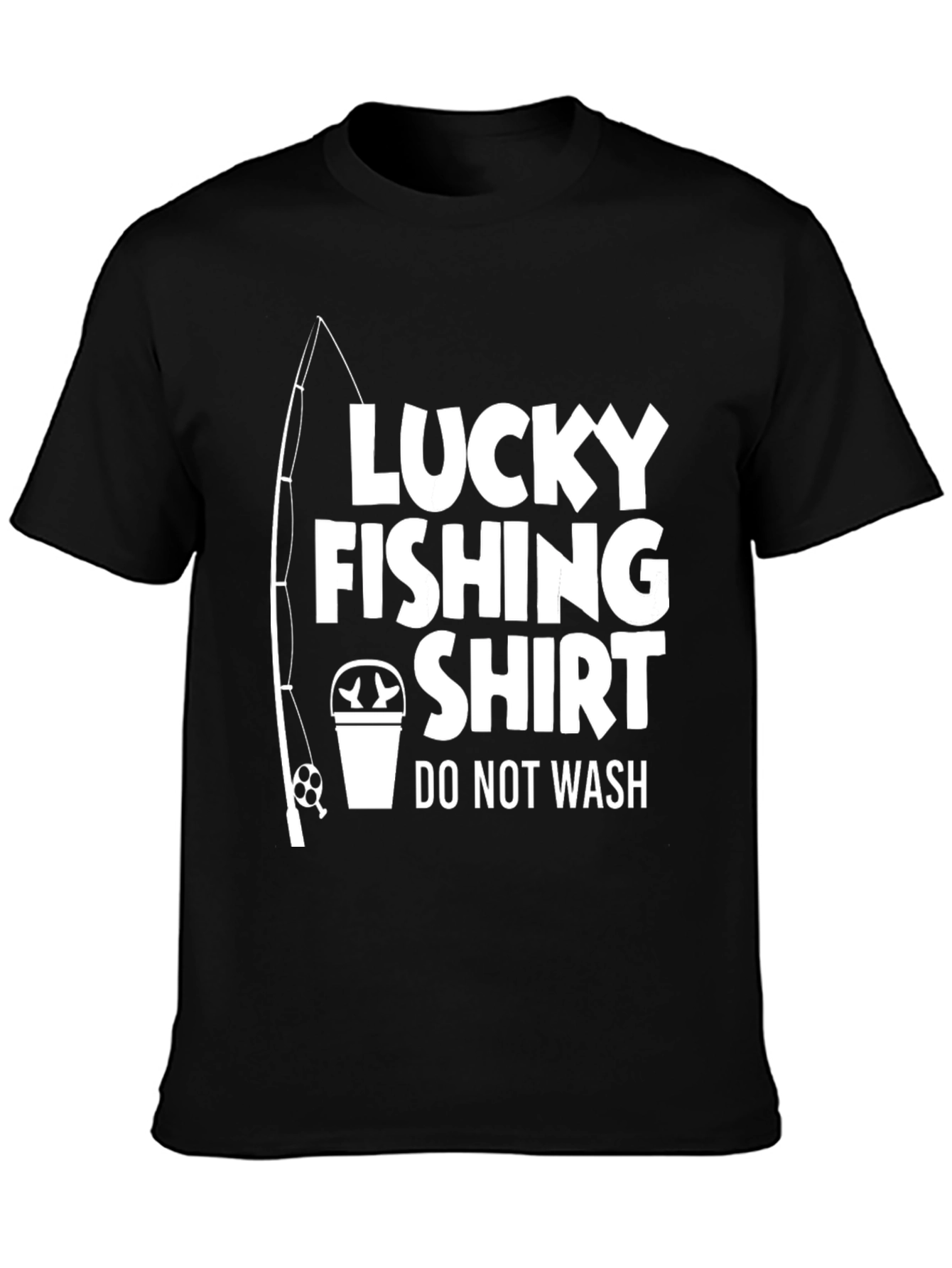 Black Lucky Fishing Shirt - Novelty Graphic Tee view 3