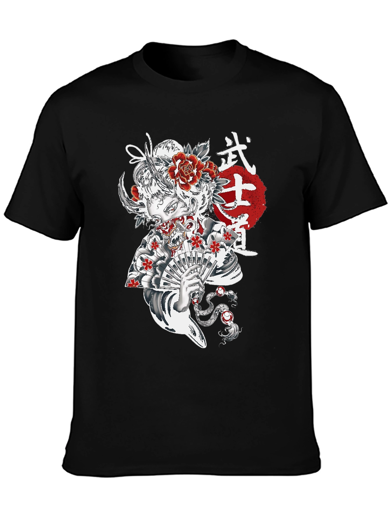 Black Japanese Geisha T-Shirt view 3