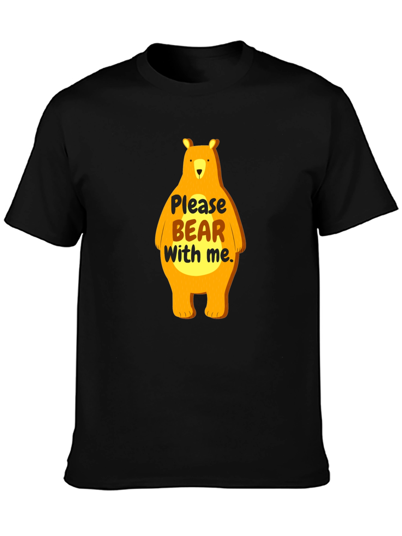 Black Funny Bear Graphic T-Shirt view 3