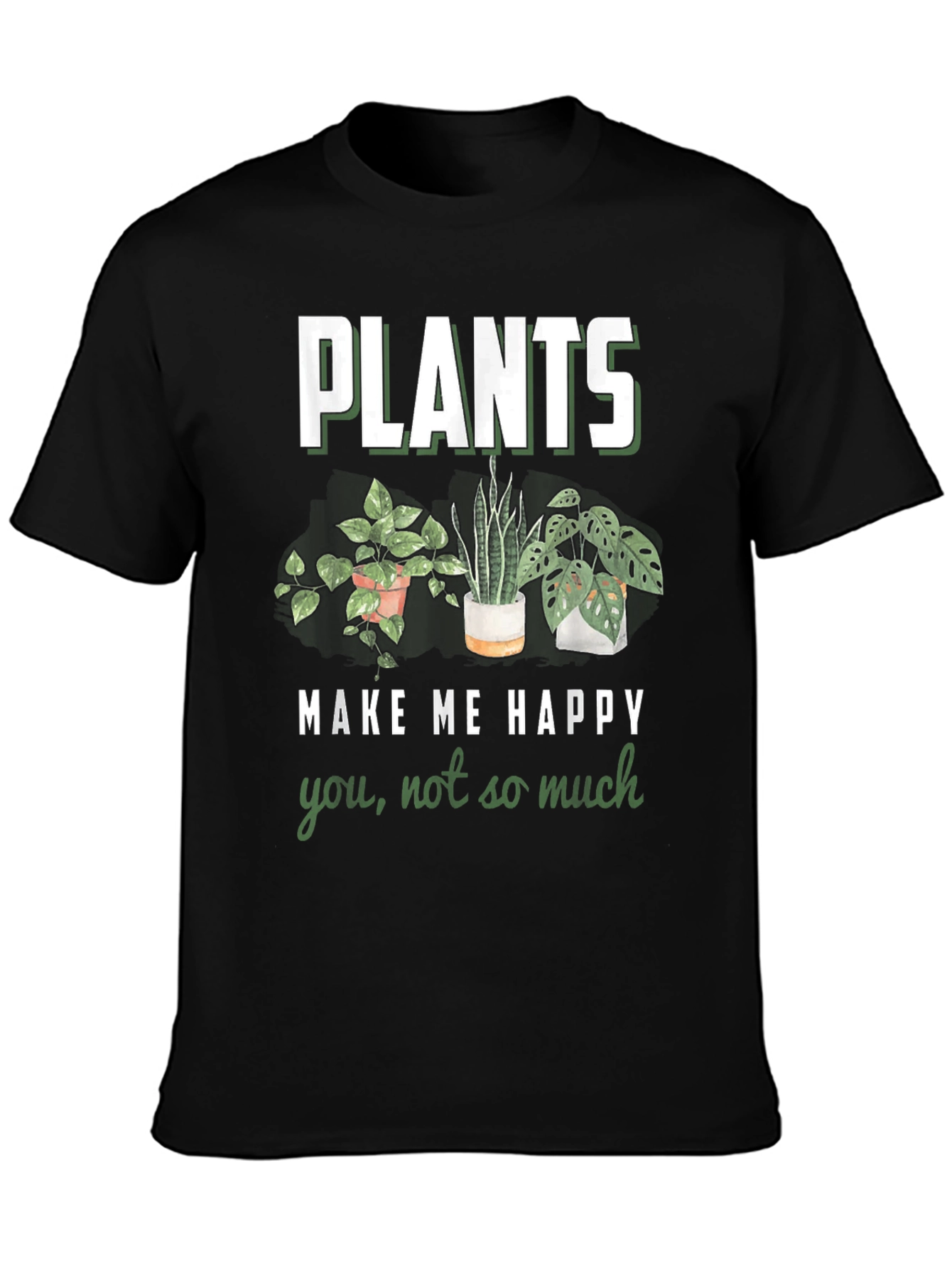 Black Plants Make Me Happy Graphic T-Shirt view 3