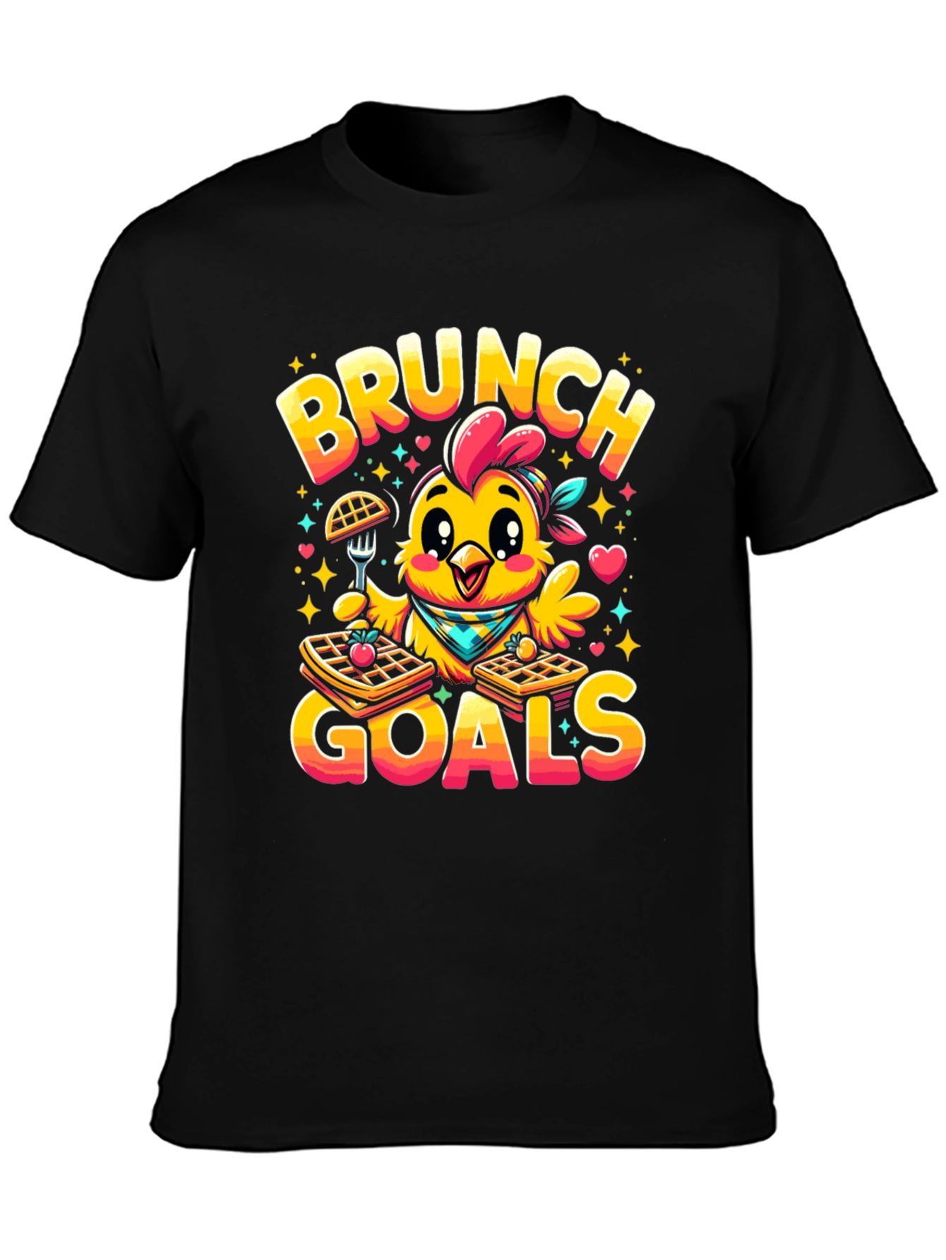 Black Brunch Goals Chicken Graphic Tee view 3