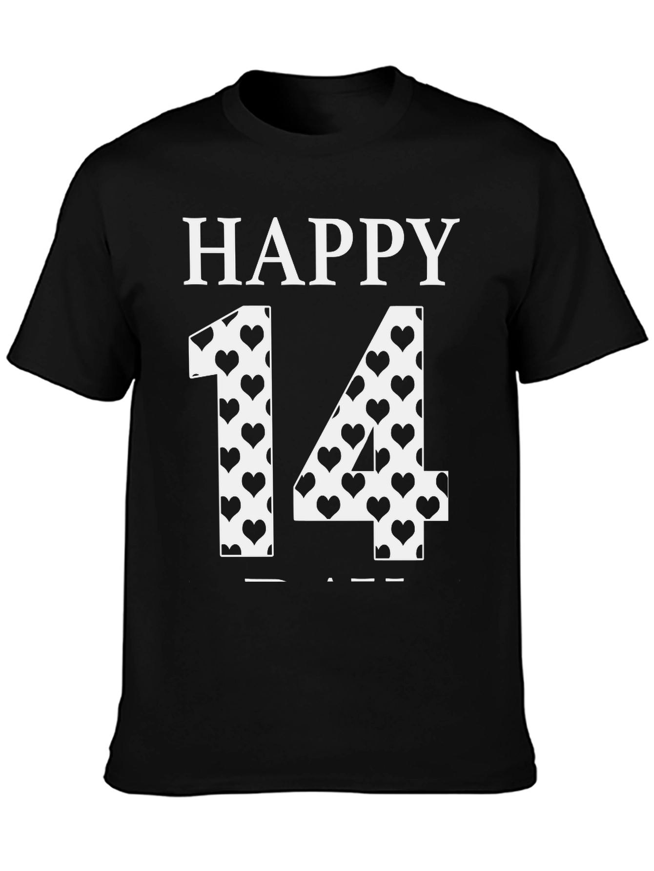 Happy 14 Valentines Day Heart Print T-Shirt - 3