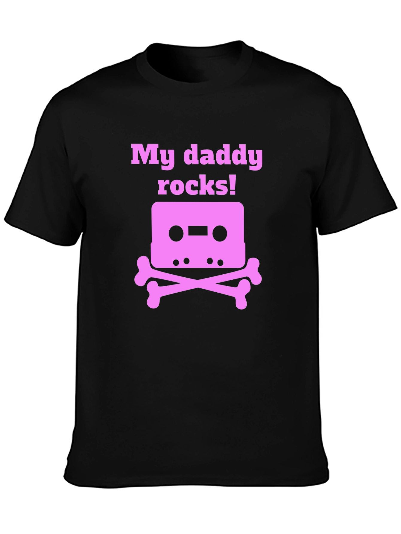 Black My Daddy Rocks! Cassette Skull T-Shirt view 3