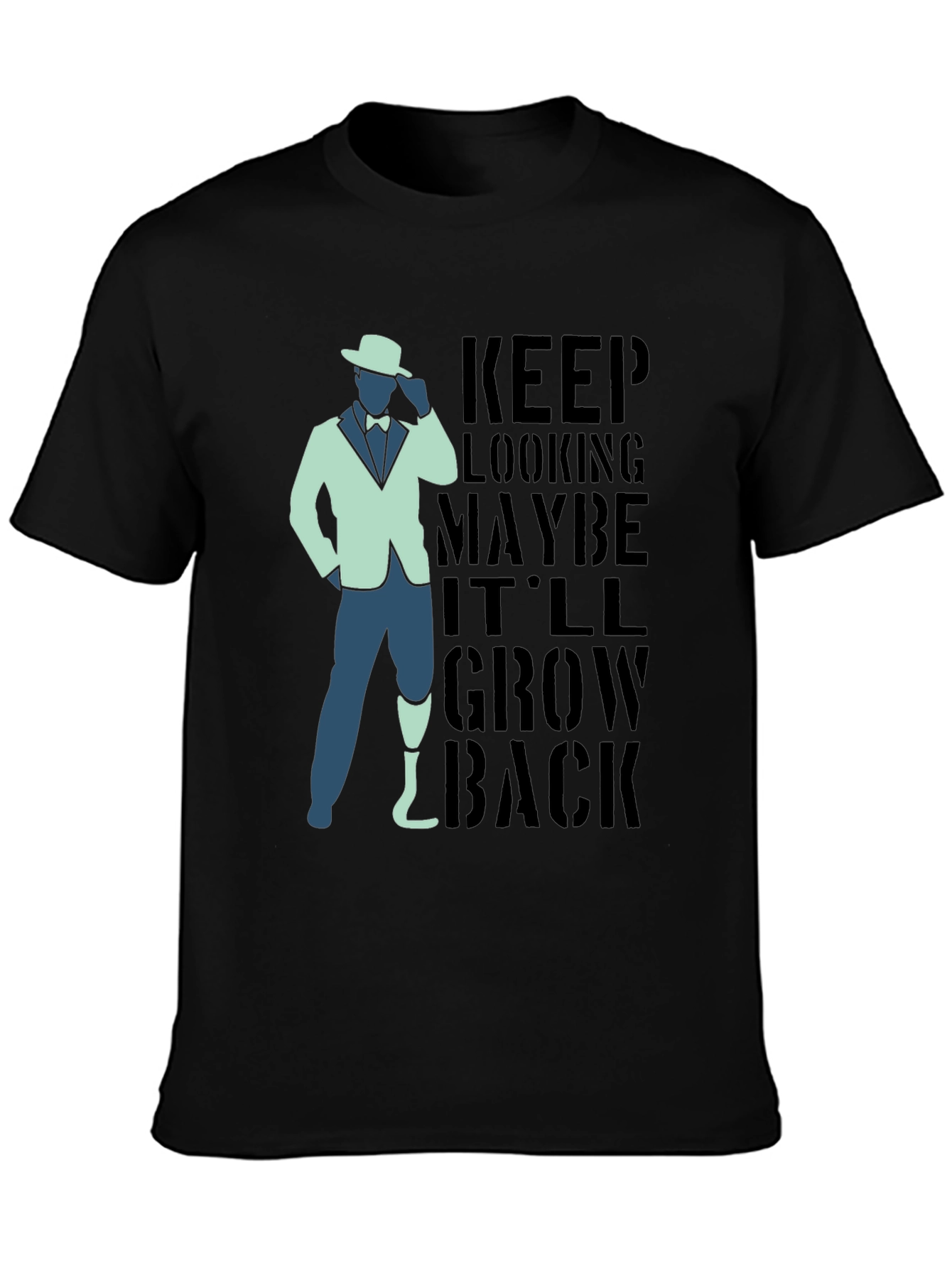 Black Keep Looking Humor Graphic T-Shirt view 3