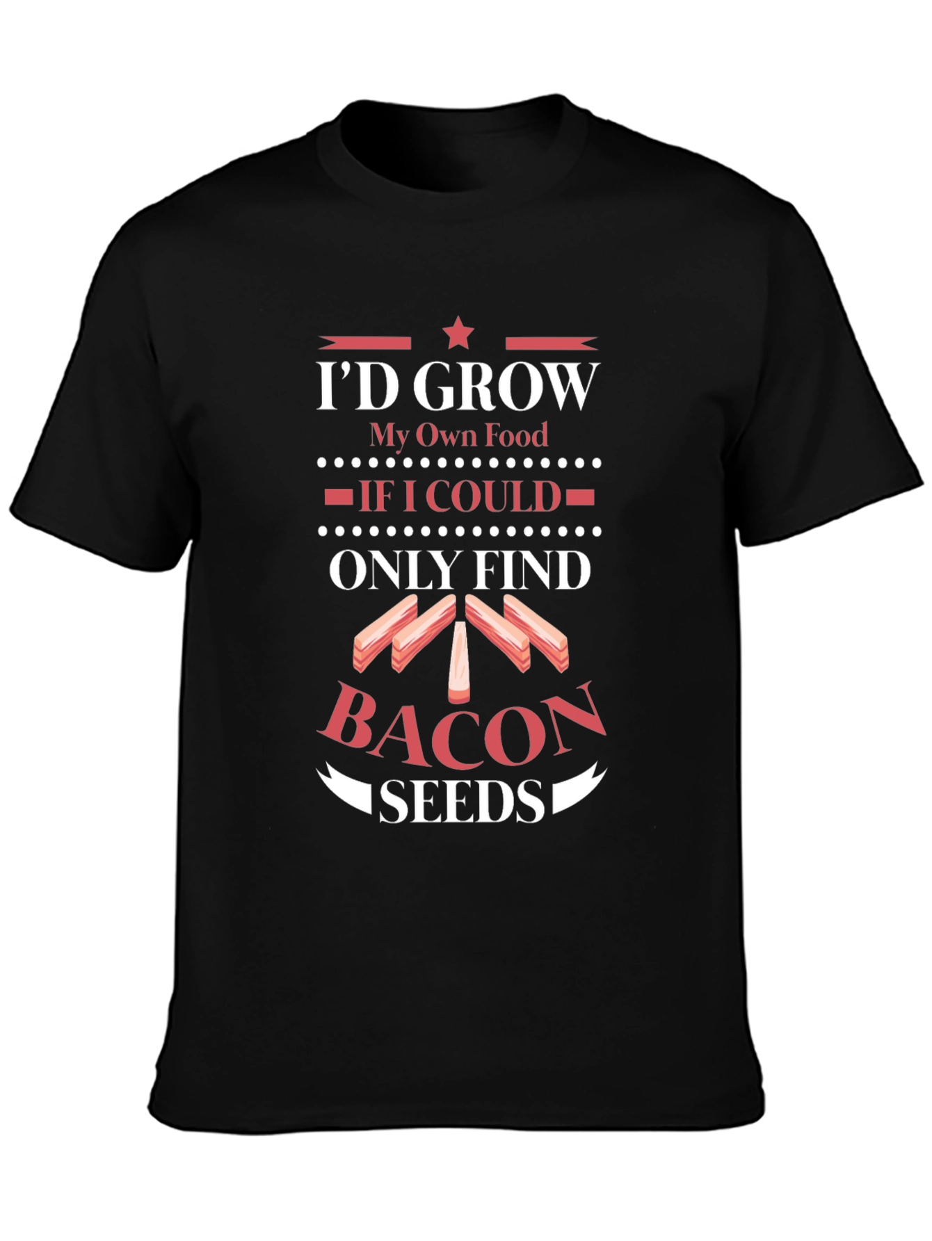 Black Funny "Bacon Seeds" Graphic Tee view 3