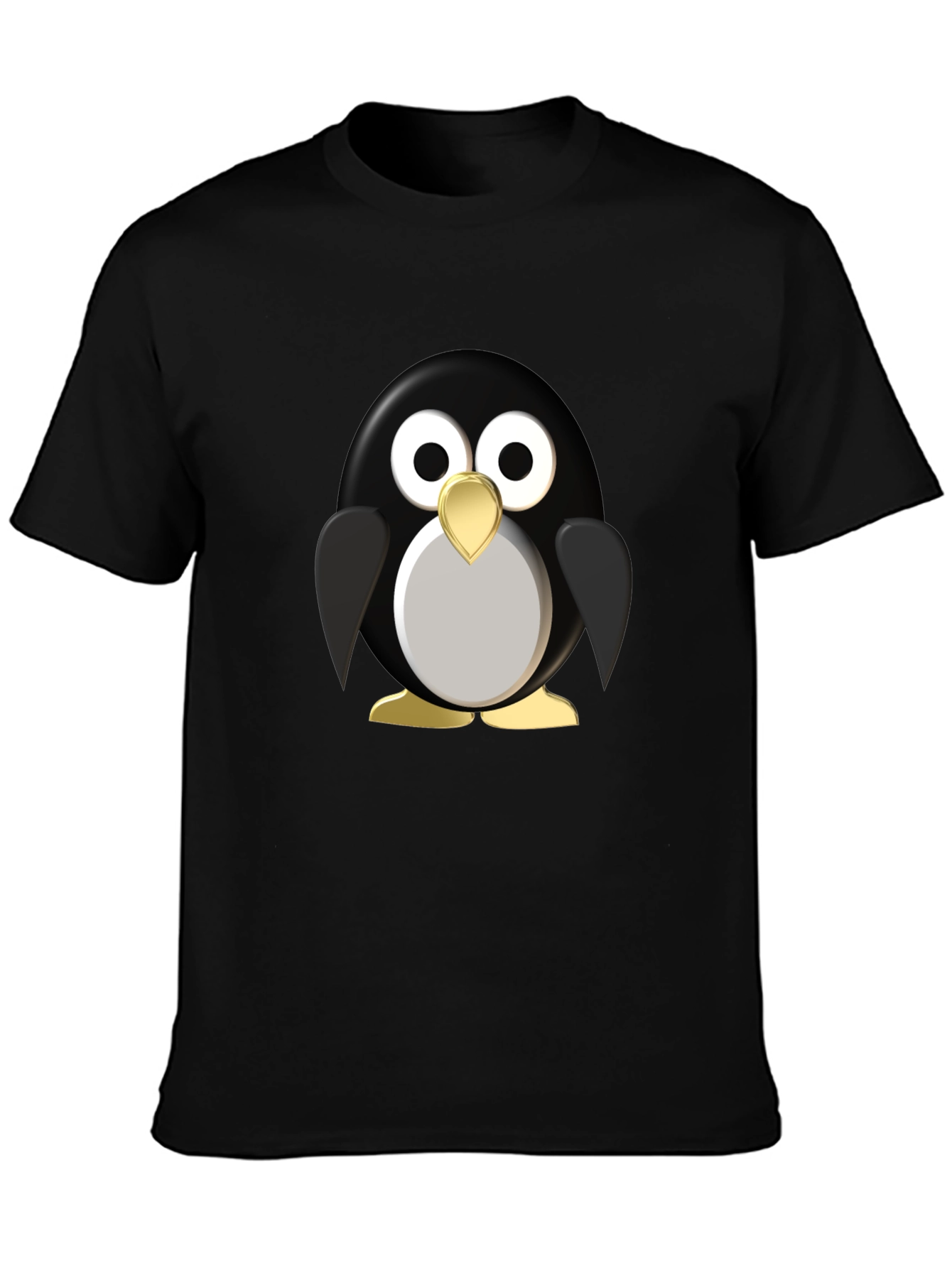 Black Cartoon Penguin Graphic Black T-Shirt view 3