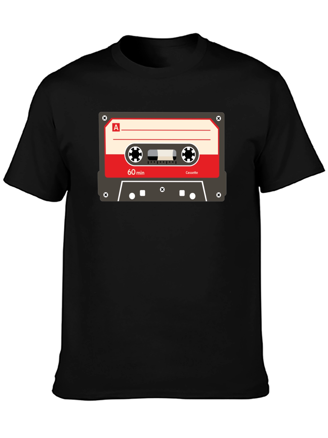 Black Retro Cassette Tape Graphic T-Shirt - Vintage Music Tee view 3