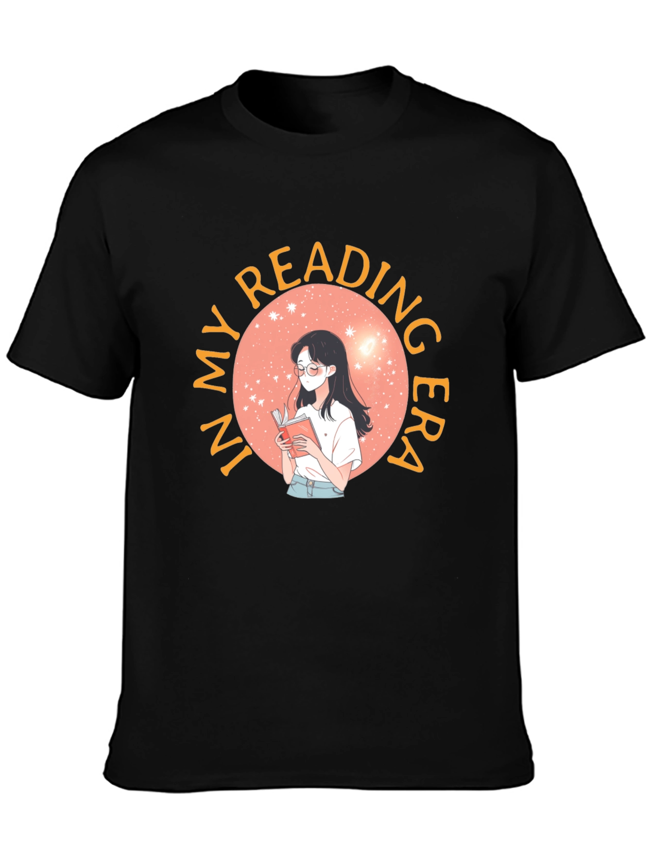 Black Reading Era Graphic Tee - Unisex Black T-Shirt view 3