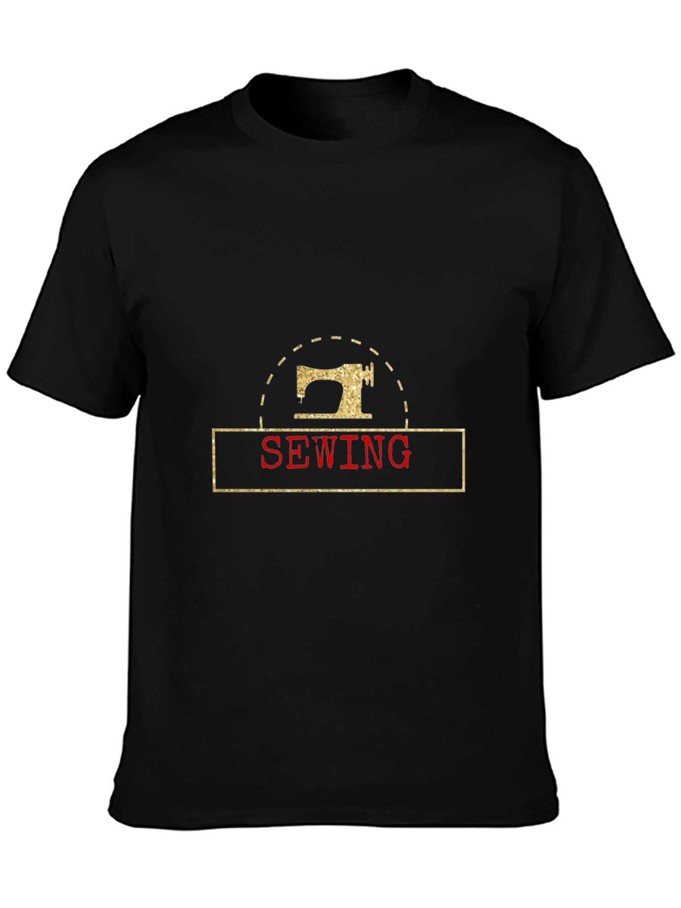 Black Sewing Machine Graphic Black T-Shirt view 3