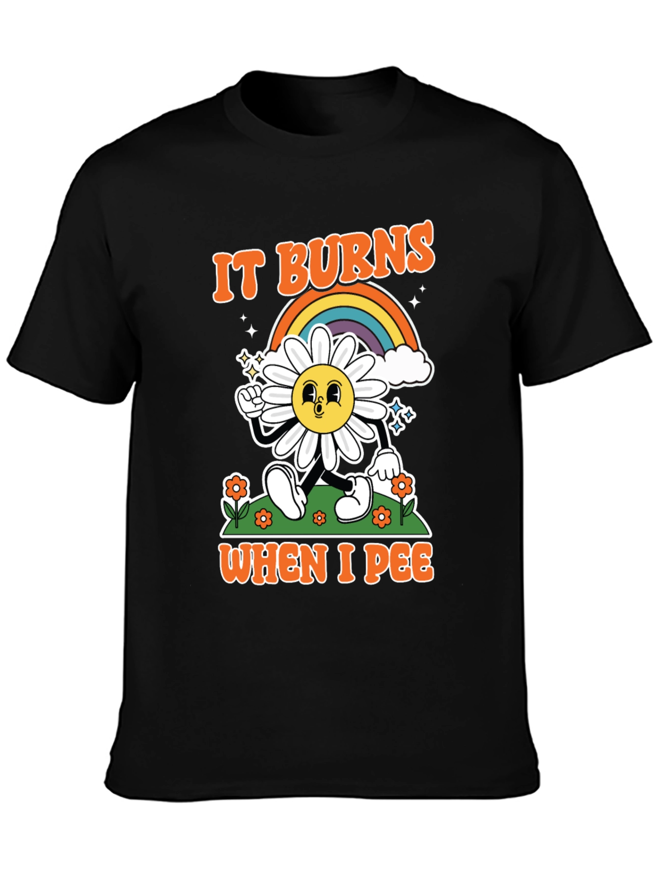 Black Funny It Burns When I Pee Graphic T-Shirt view 3