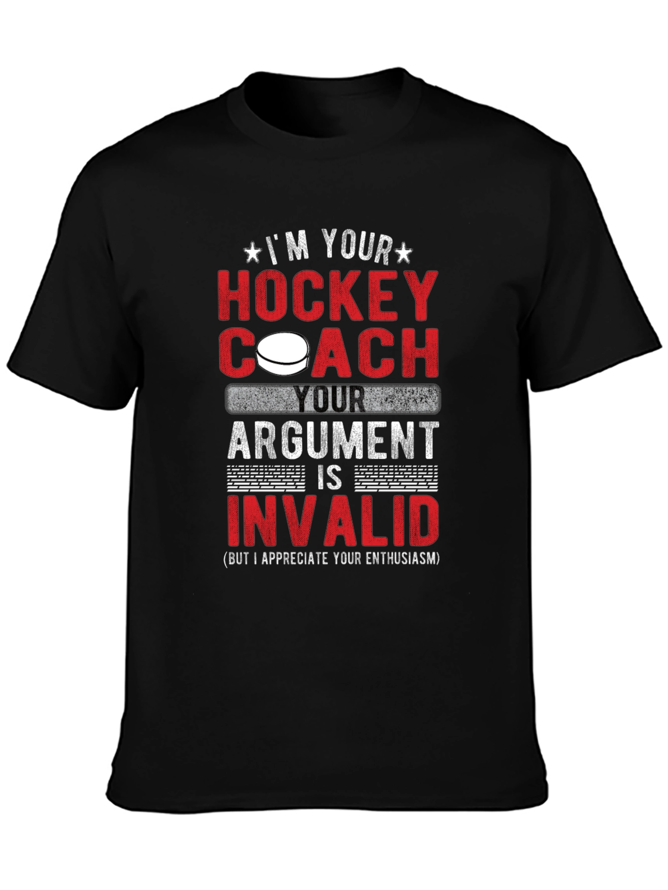 Black Hockey Coach Argument Invalid T-Shirt view 3