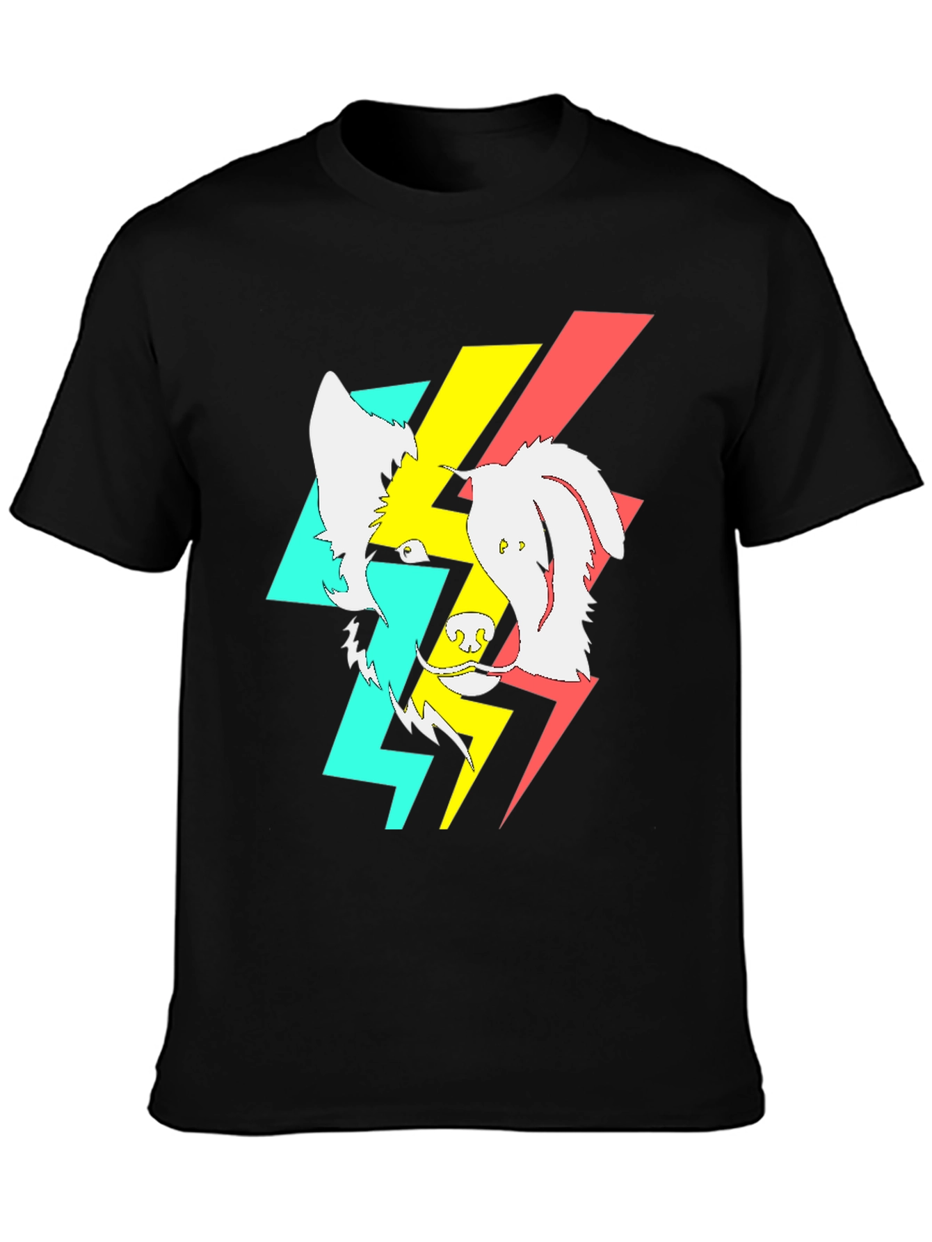 Black Abstract Dog Graphic Black T-Shirt view 3