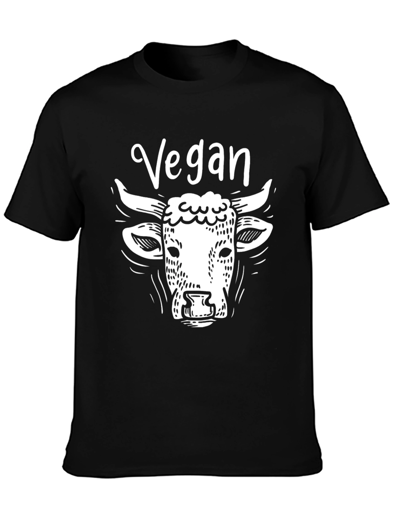 Black Vegan Cow Graphic T-Shirt - Unisex Black Tee view 3
