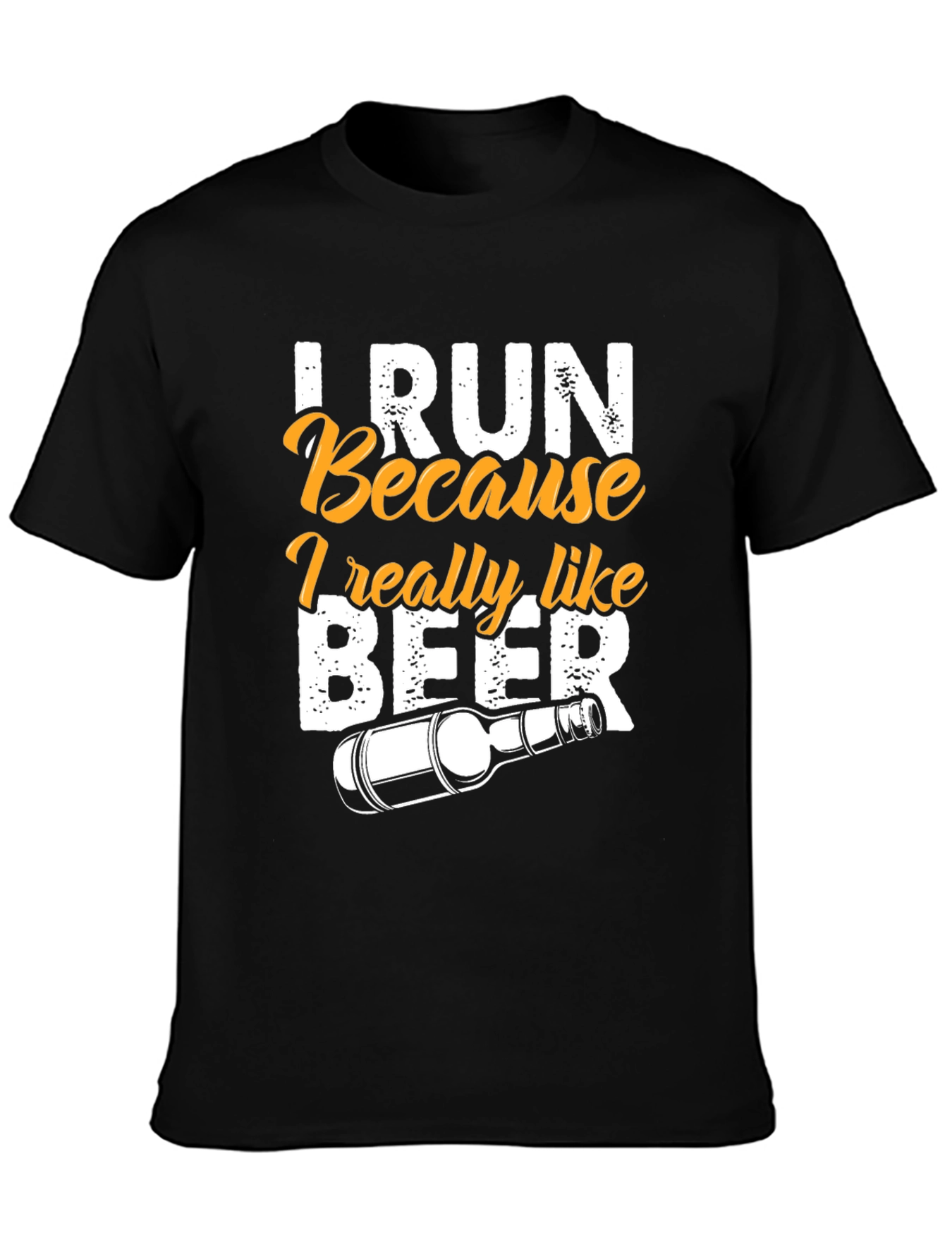 Black I Run Because I Really Like Beer T-Shirt view 3