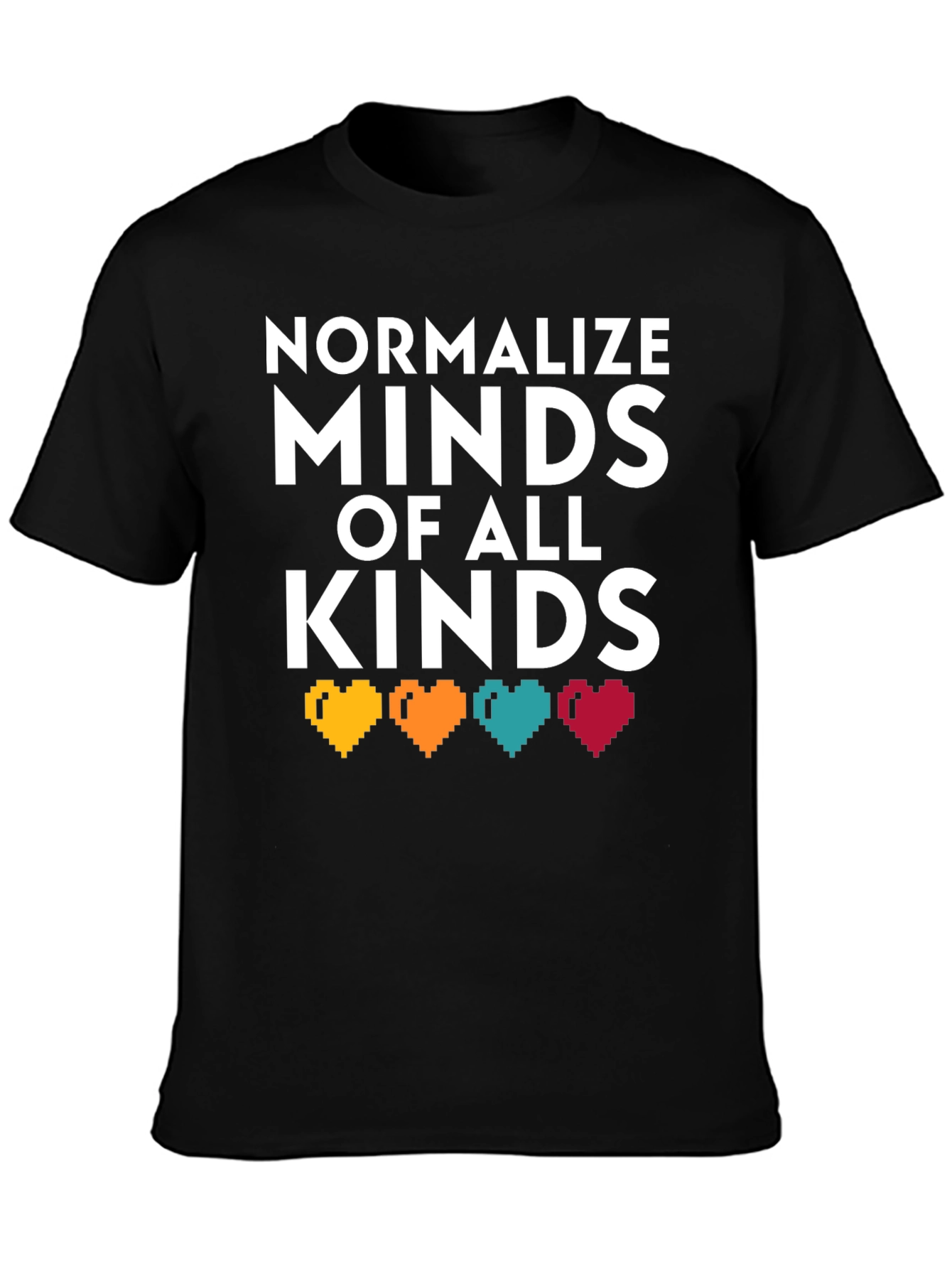 Black Normalize Minds of All Kinds Graphic T-Shirt view 3