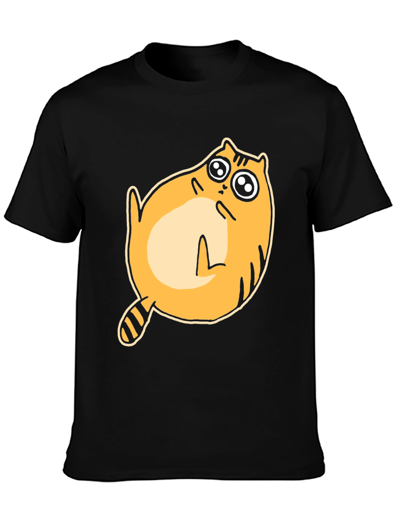 Black Funny Cat T-Shirt - Cute Cartoon Feline Tee view 3